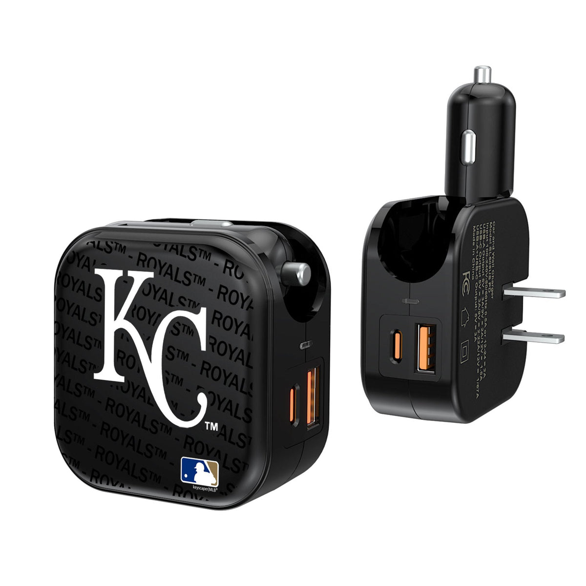 Kansas City Royals Text Backdrop 2 in 1 USB A/C Charger 1