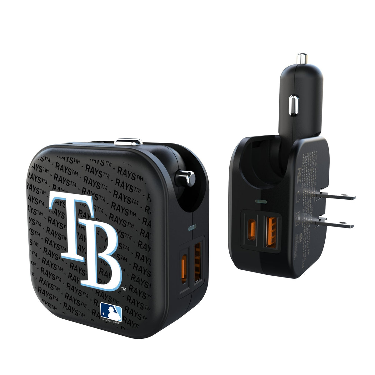 Tampa Bay Rays Text Backdrop 2 in 1 USB A/C Charger 1