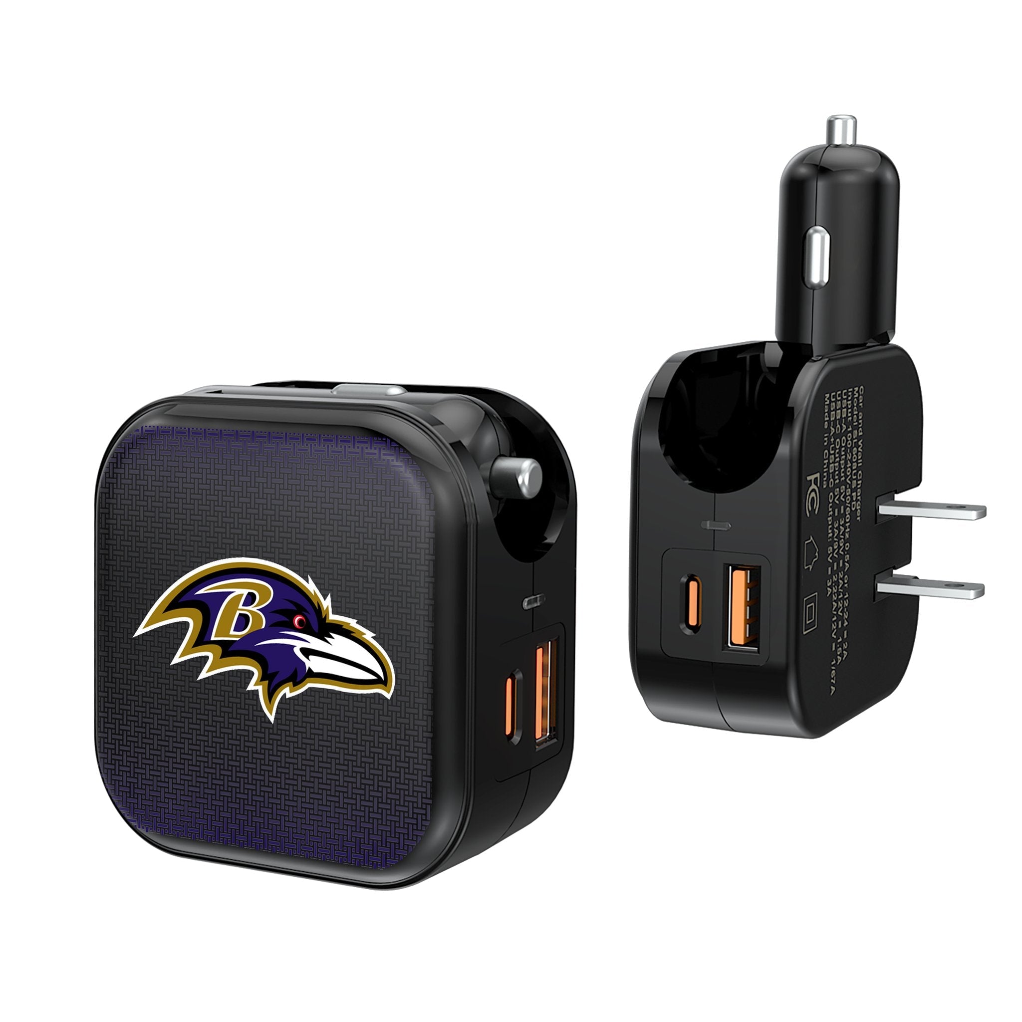 Baltimore Ravens Linen 2 in 1 USB A/C Charger 1