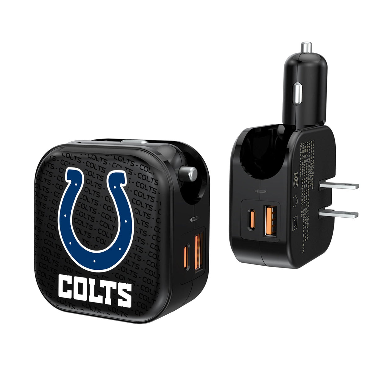 Indianapolis Colts Text Backdrop 2 in 1 USB A/C Charger 1