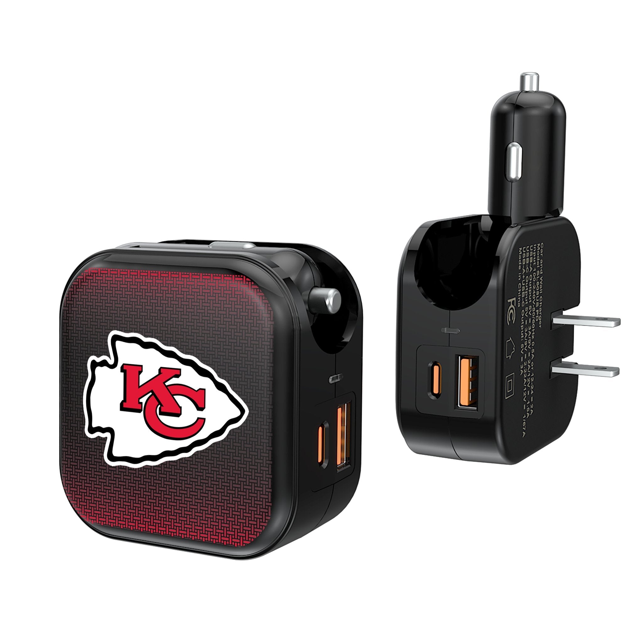 Kansas City Chiefs Linen 2 in 1 USB A/C Charger 1