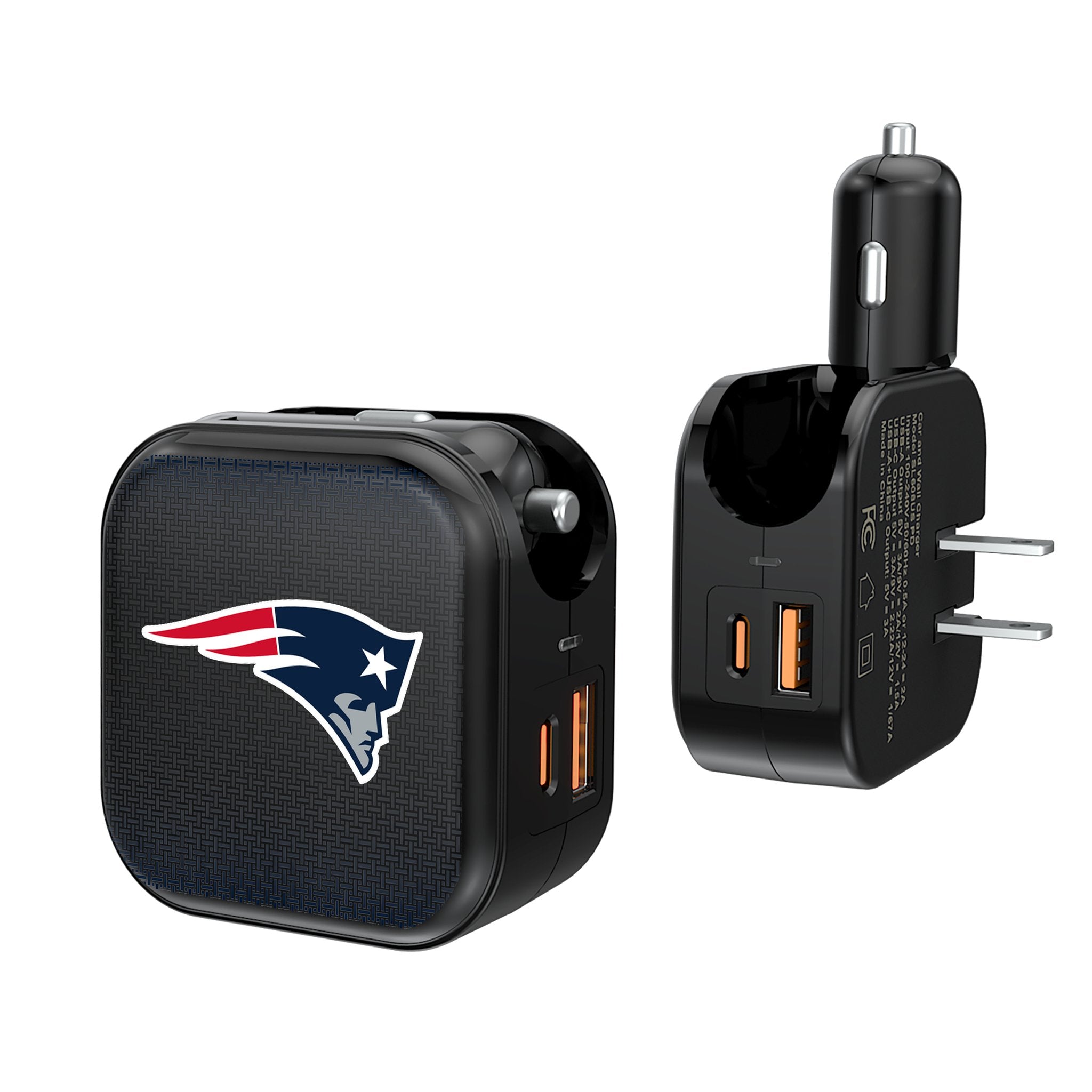 New England Patriots Linen 2 in 1 USB A/C Charger 1