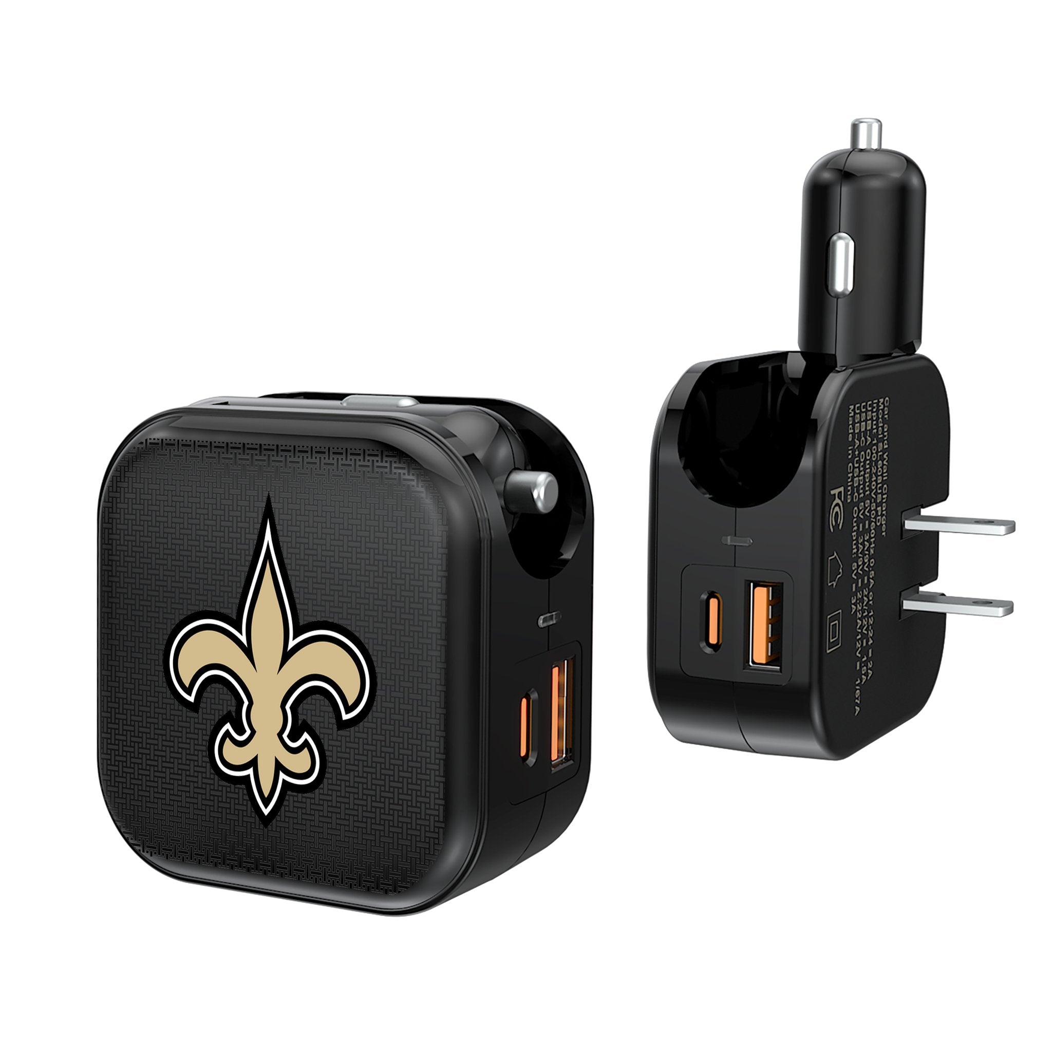 New Orleans Saints Linen 2 in 1 USB A/C Charger 1