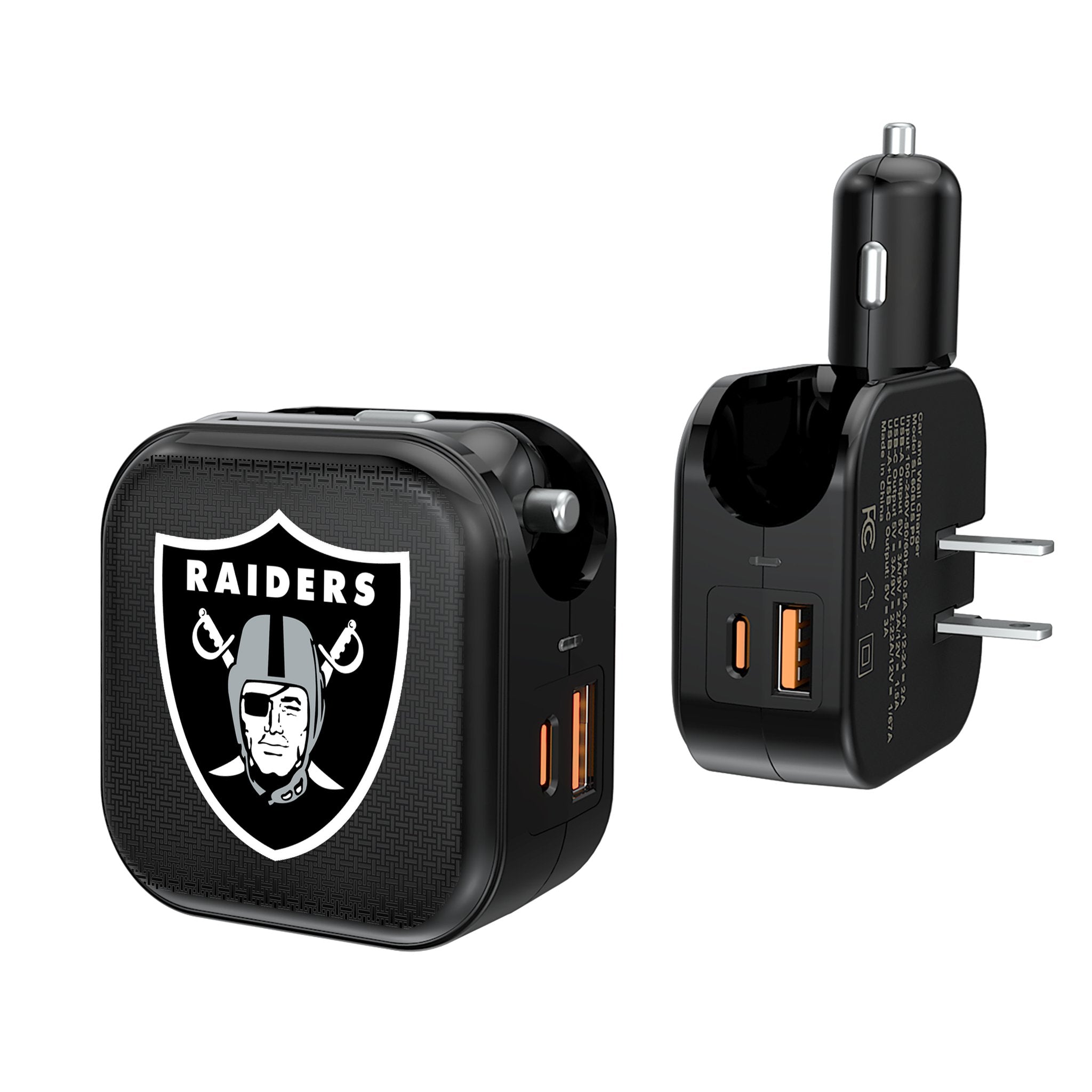 Las Vegas Raiders Linen 2 in 1 USB A/C Charger 1