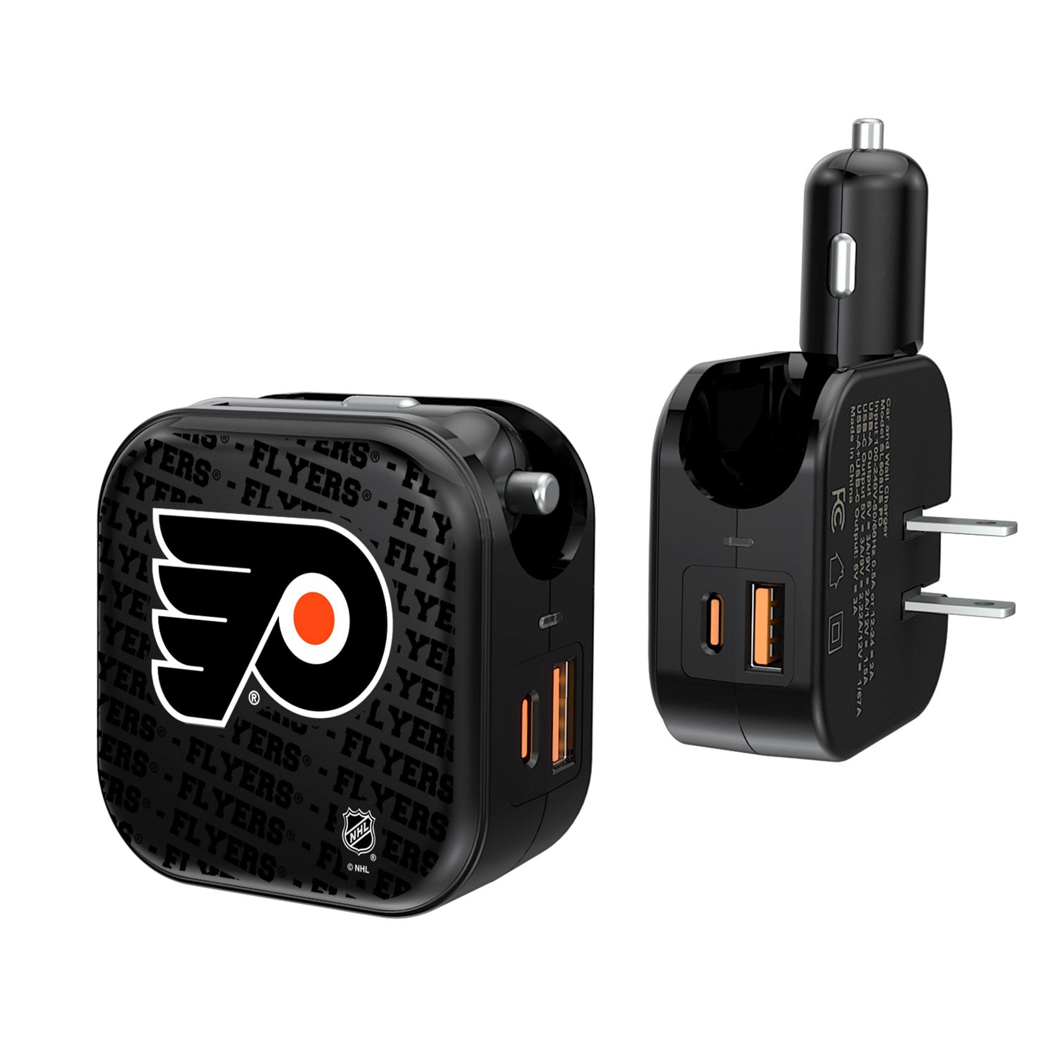 Philadelphia Flyers Text Backdrop 2 in 1 USB A/C Charger