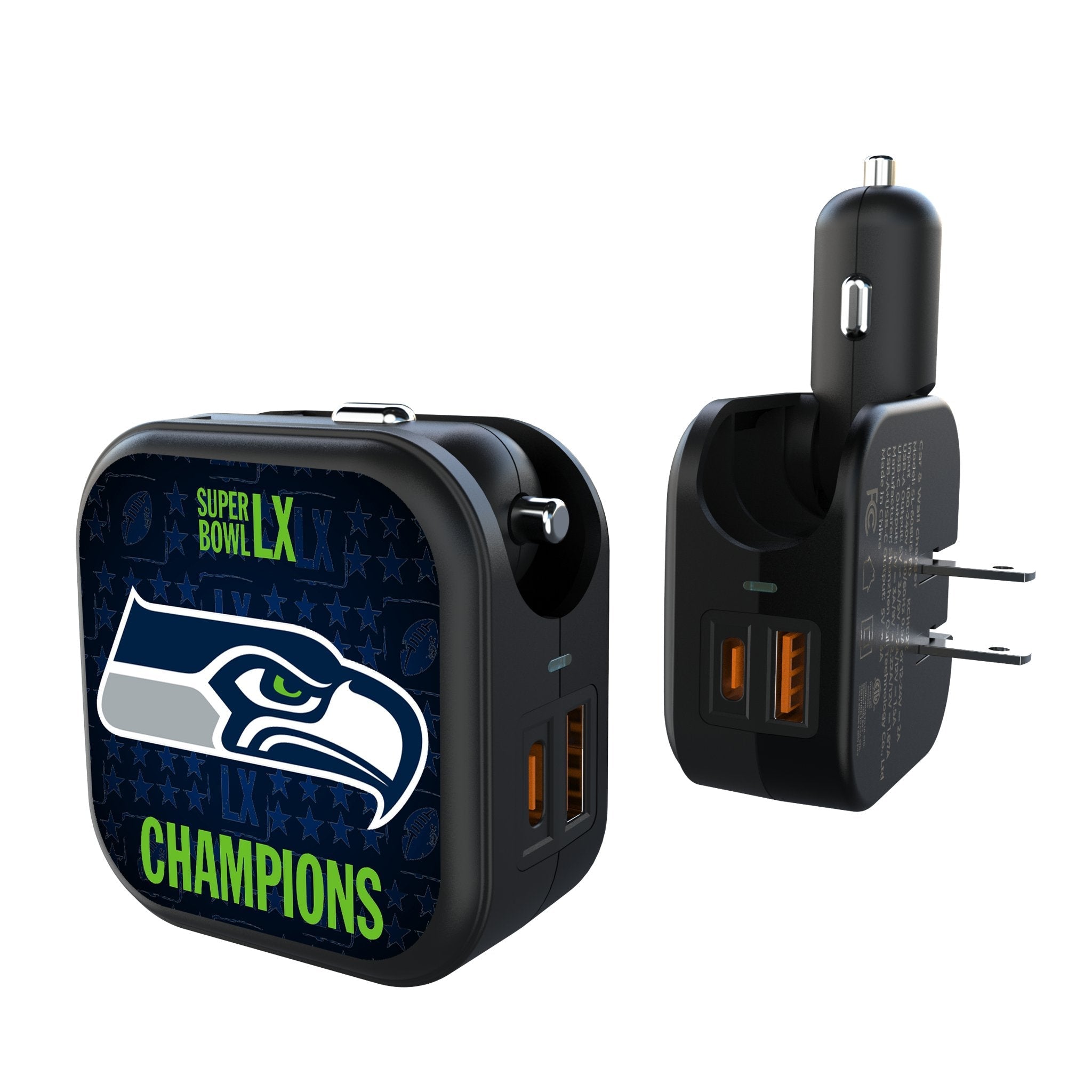 Seattle Seahawks 2026 Super Bowl 2 in 1 USB A/C Charger 1