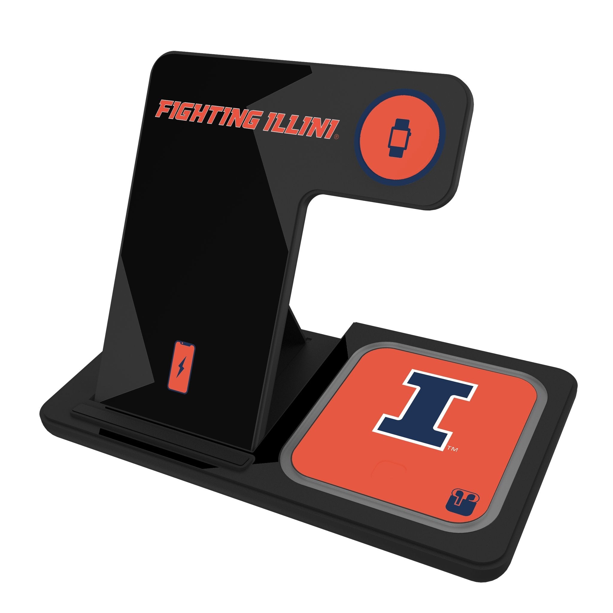 University of Illinois Fighting Illini Monocolor Tilt 3 in 1 Charging Station 1