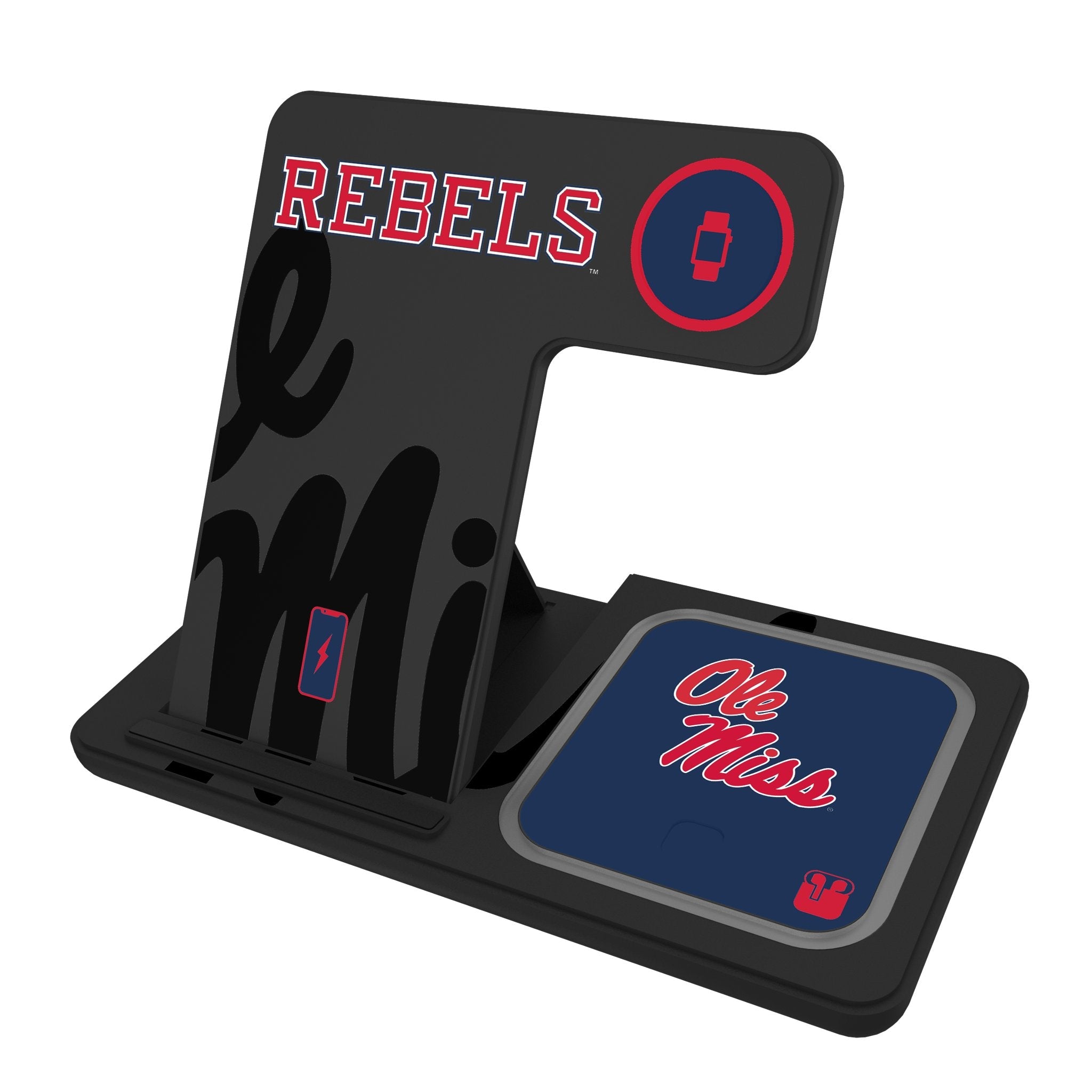 University of Mississippi Rebels Monocolor Tilt 3 in 1 Charging Station 1