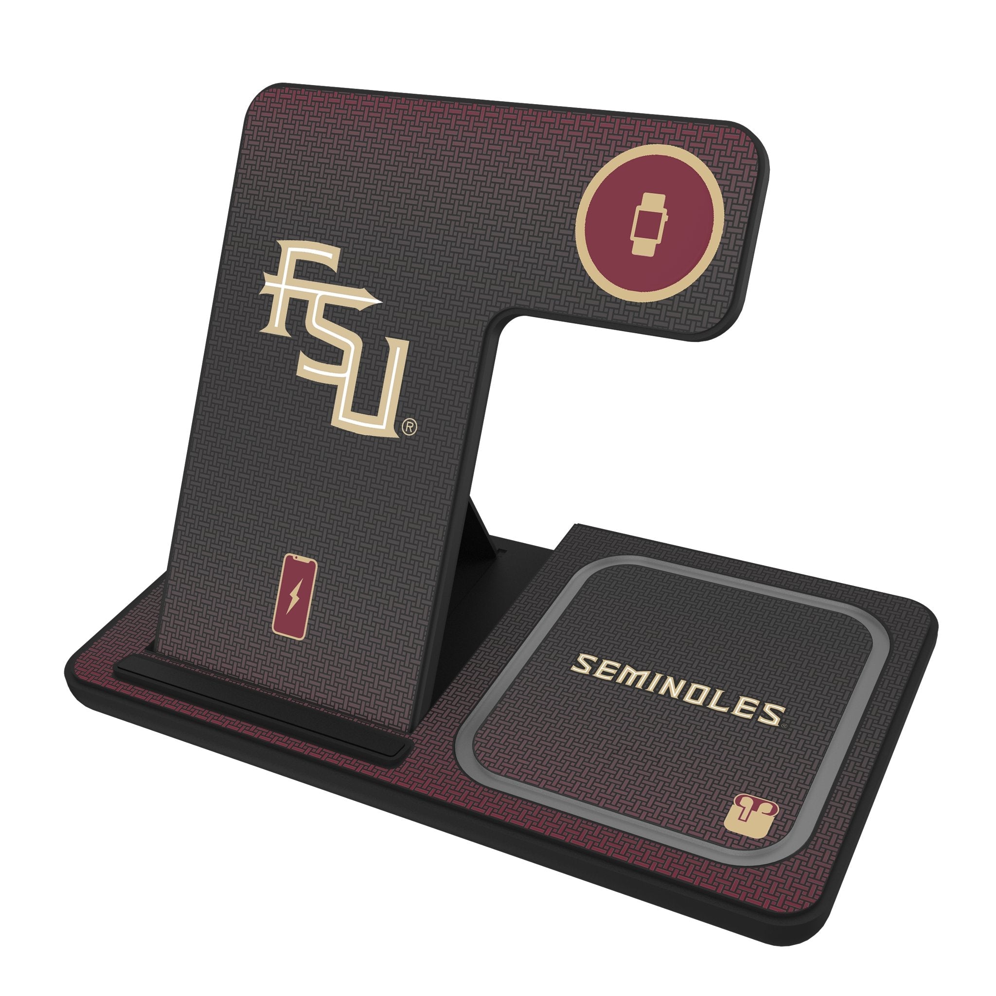 Florida State University Seminoles Athletic Wordmark Linen 3 in 1 Charging Station 1