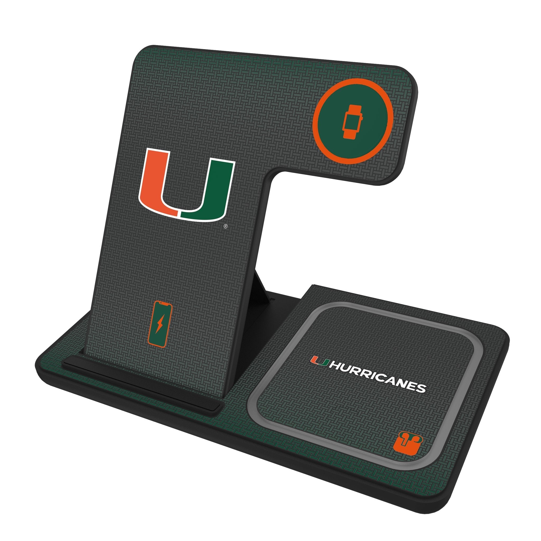 University of Miami Hurricanes Linen 3 in 1 Charging Station 1