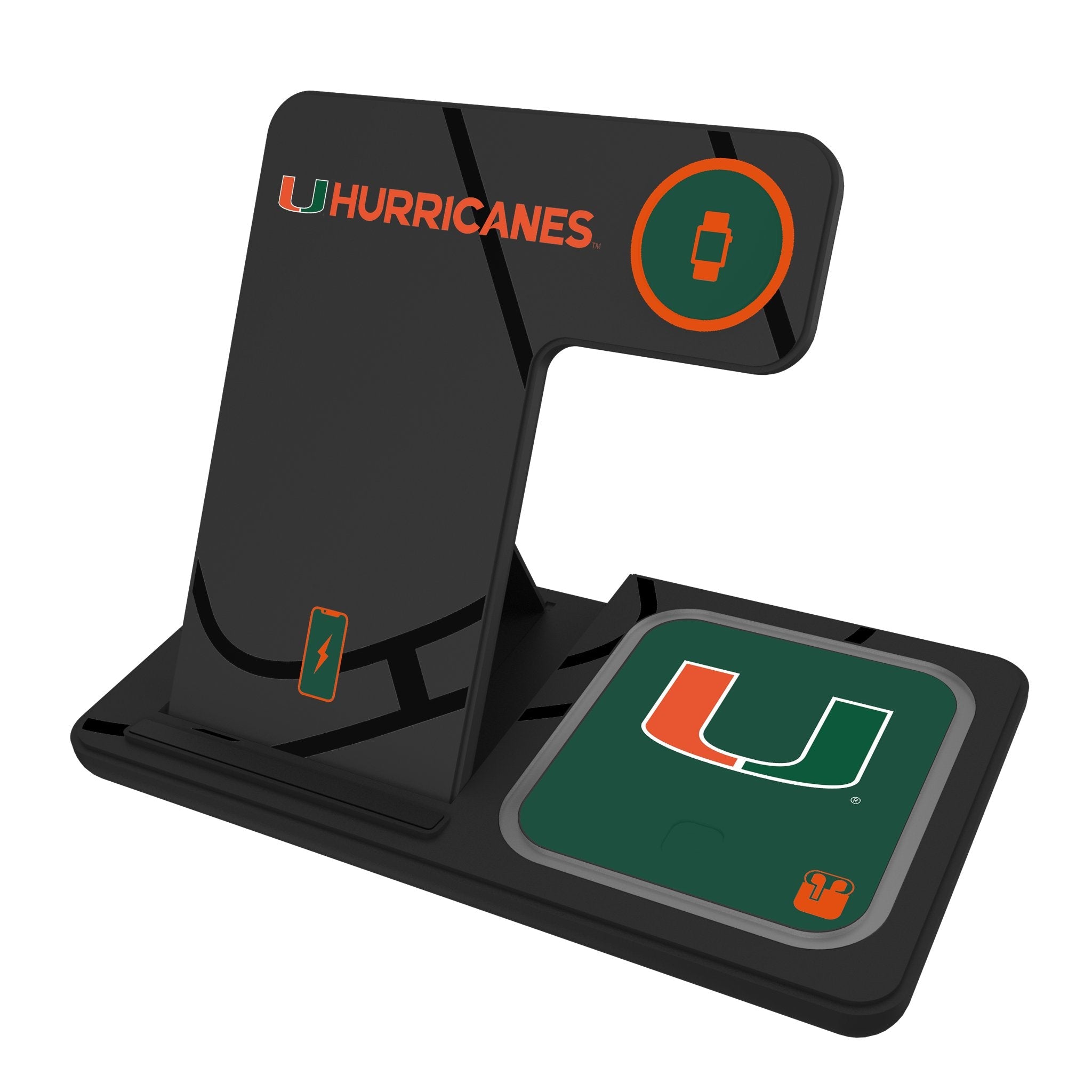 University of Miami Hurricanes Monocolor Tilt 3 in 1 Charging Station 1