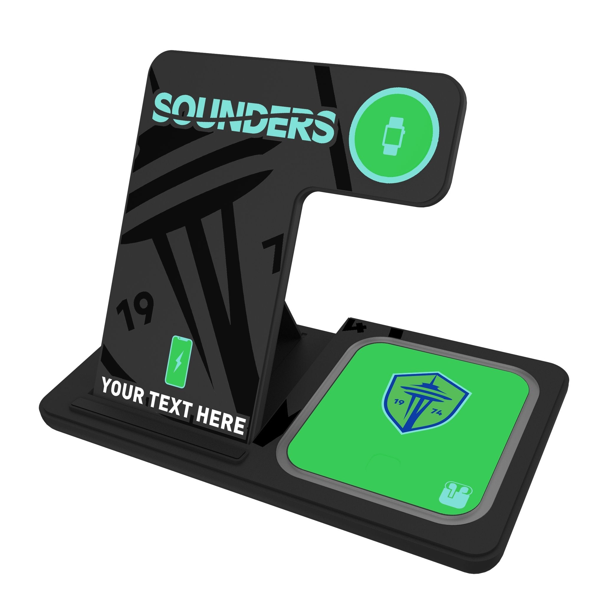Seattle Sounders FC Personalized Tilt 3 in 1 Charging Station 1