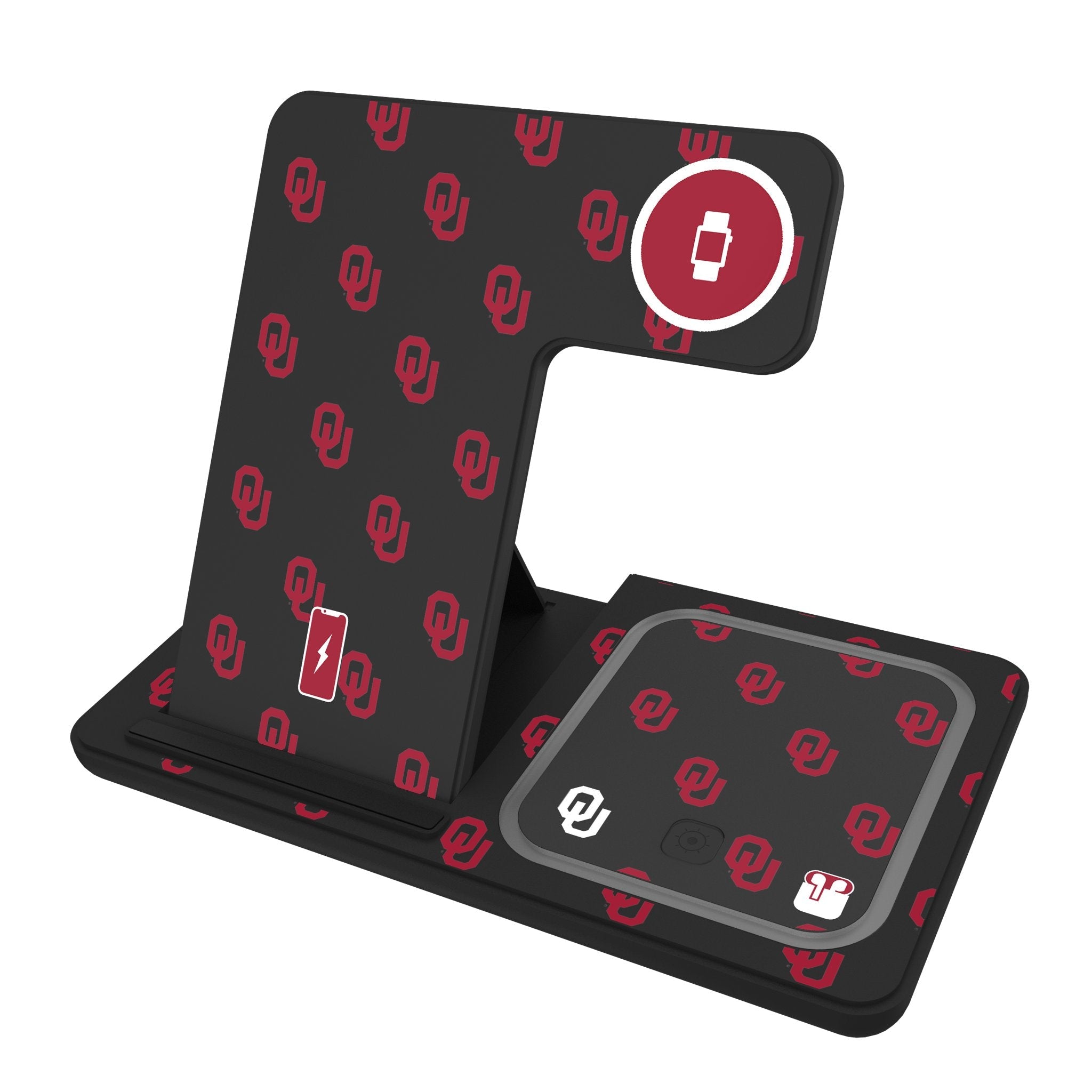University of Oklahoma Sooners Fashion Pattern 3 in 1 Charging Station