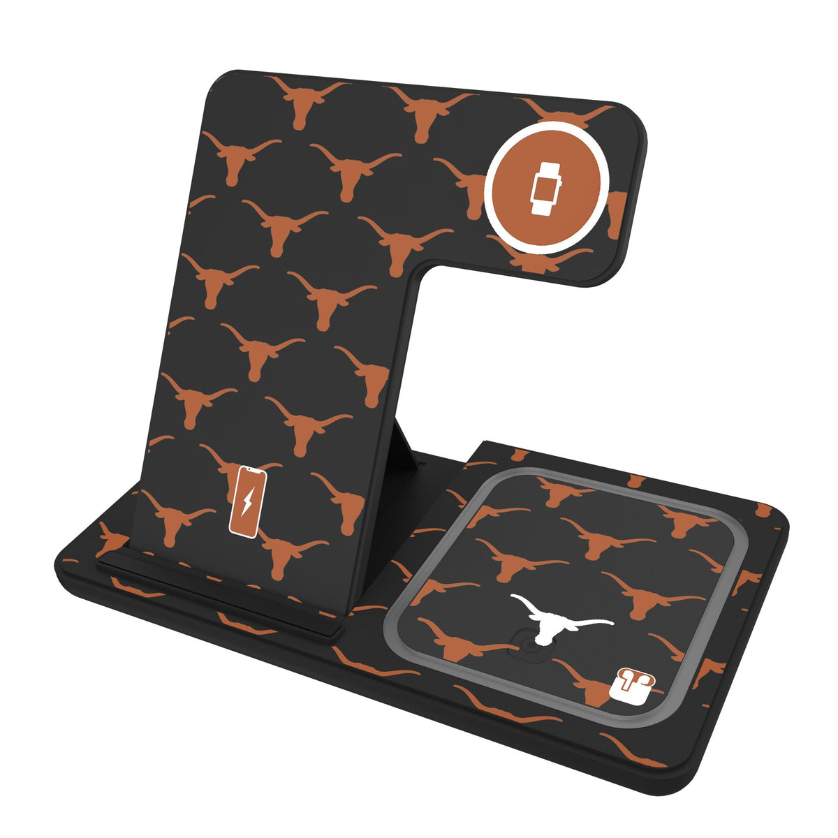 University of Texas Longhorns Fashion Pattern 3 in 1 Charging Station