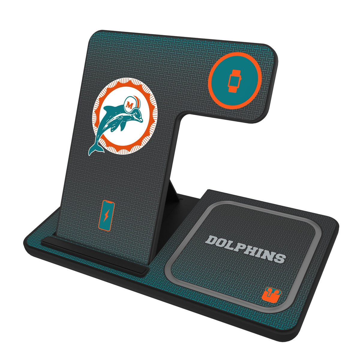 Miami Dolphins 1966-1973 Historic Collection Linen 3 in 1 Charging Station 1