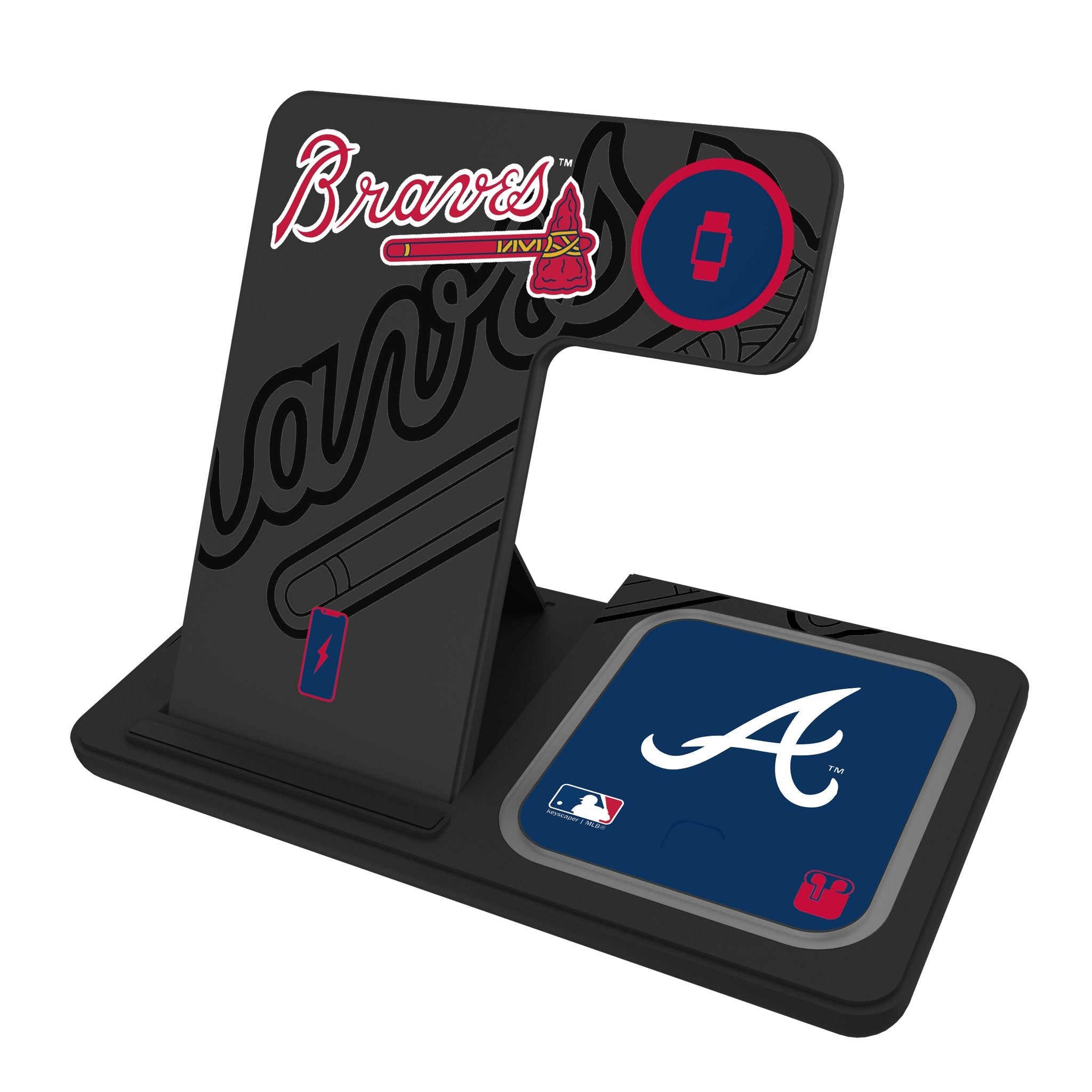 Atlanta Braves Monocolor Tilt 3 in 1 Charging Station