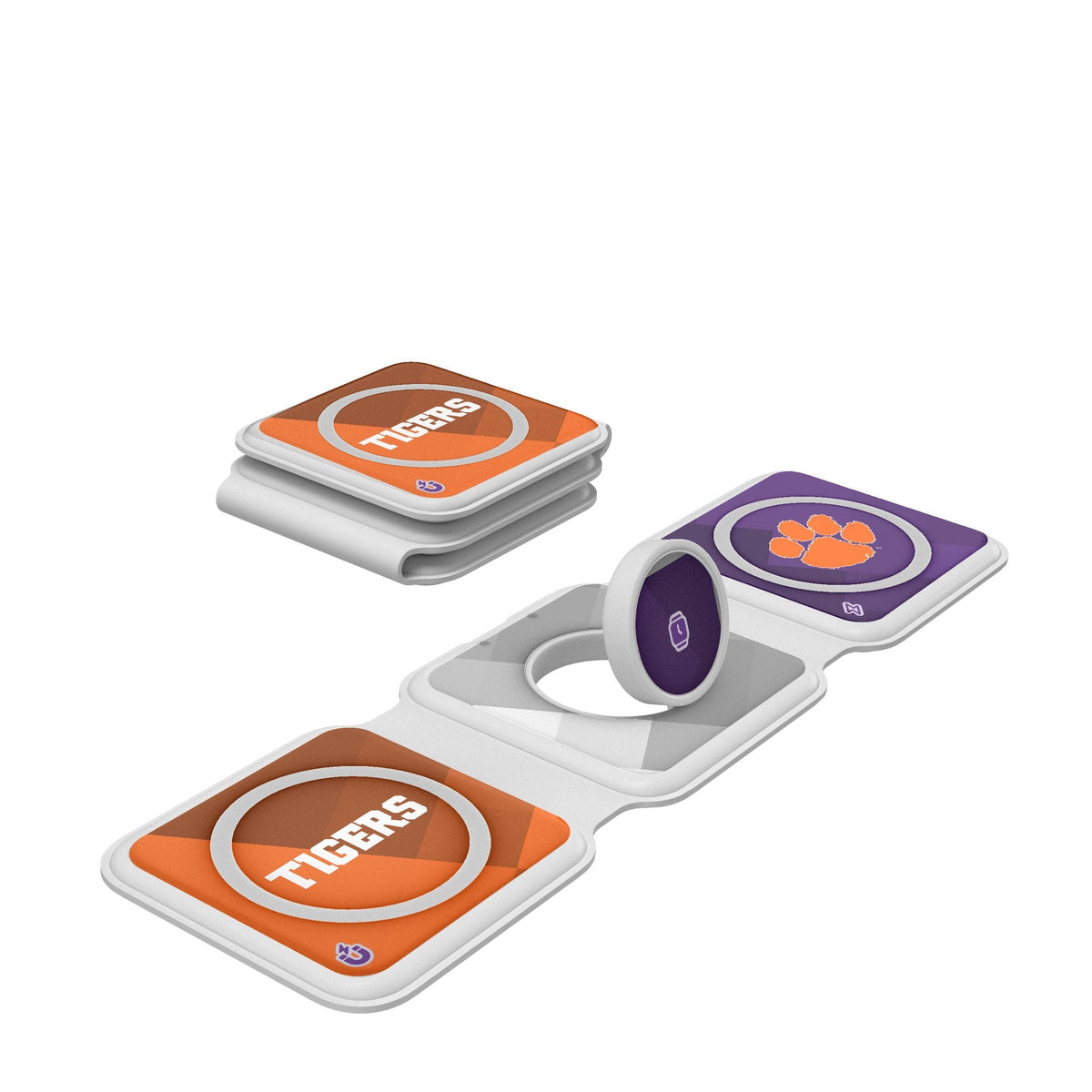 Clemson University Tigers Color Block Foldable 3 in 1 Charger 1