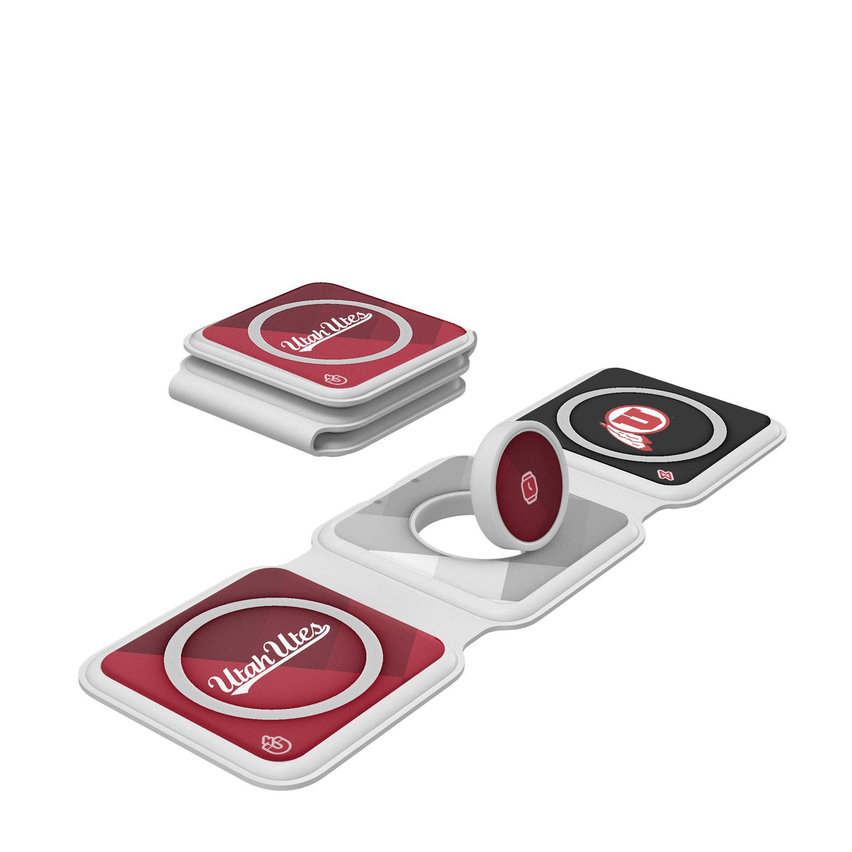 University of Utah Utes Color Block Foldable 3 in 1 Charger 1