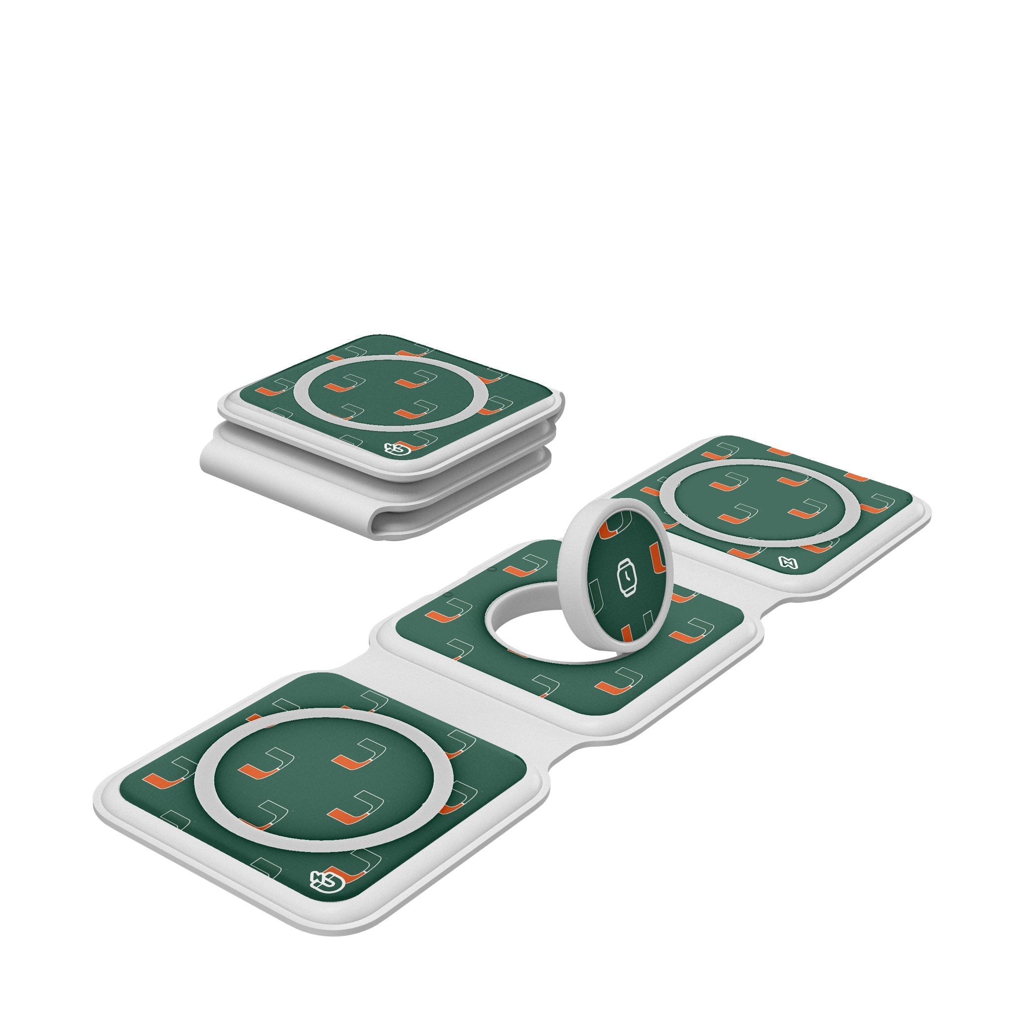 University of Miami Hurricanes Fashion Pattern Foldable 3 in 1 Charger 1