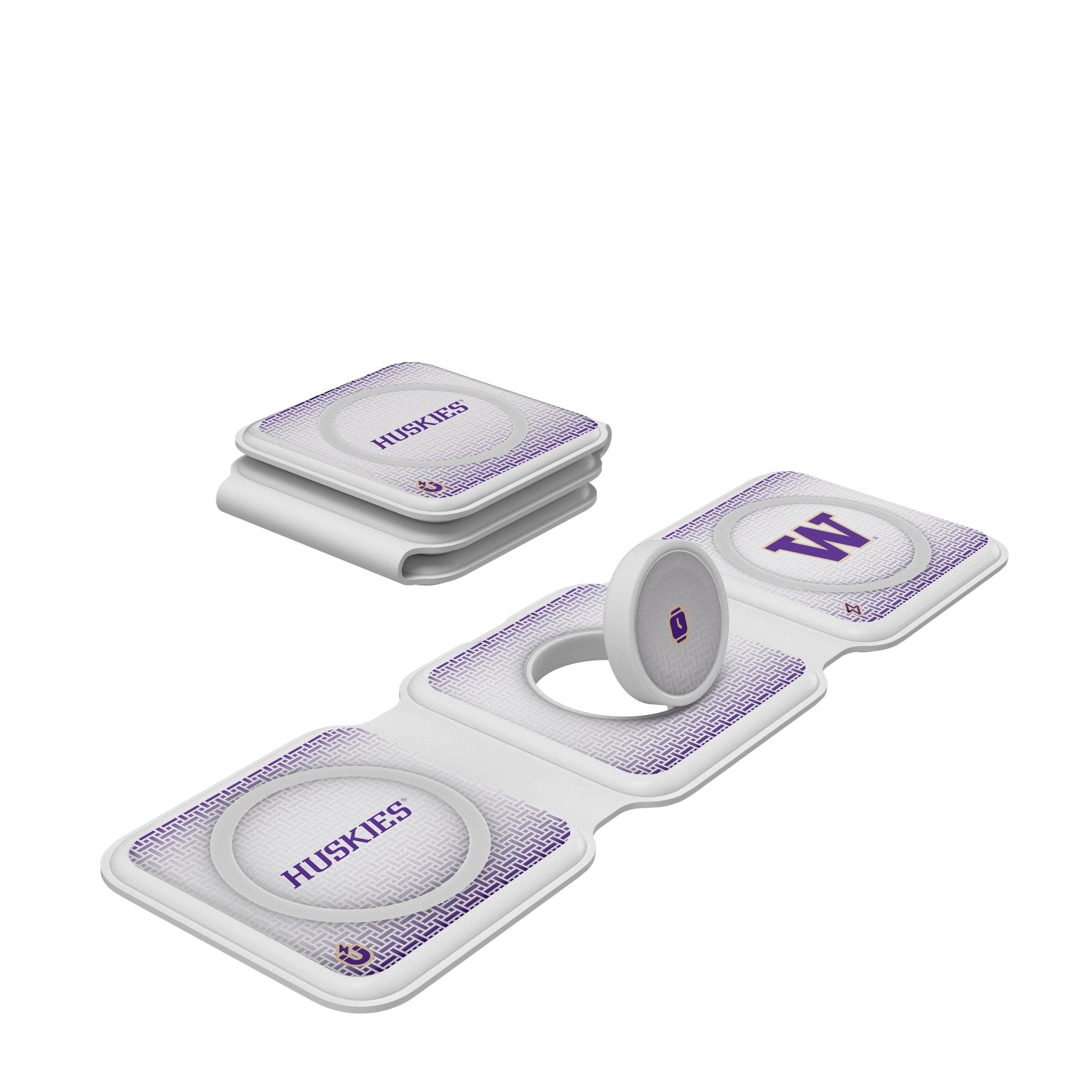 University of Washington Huskies Linen Foldable 3 in 1 Charger 1
