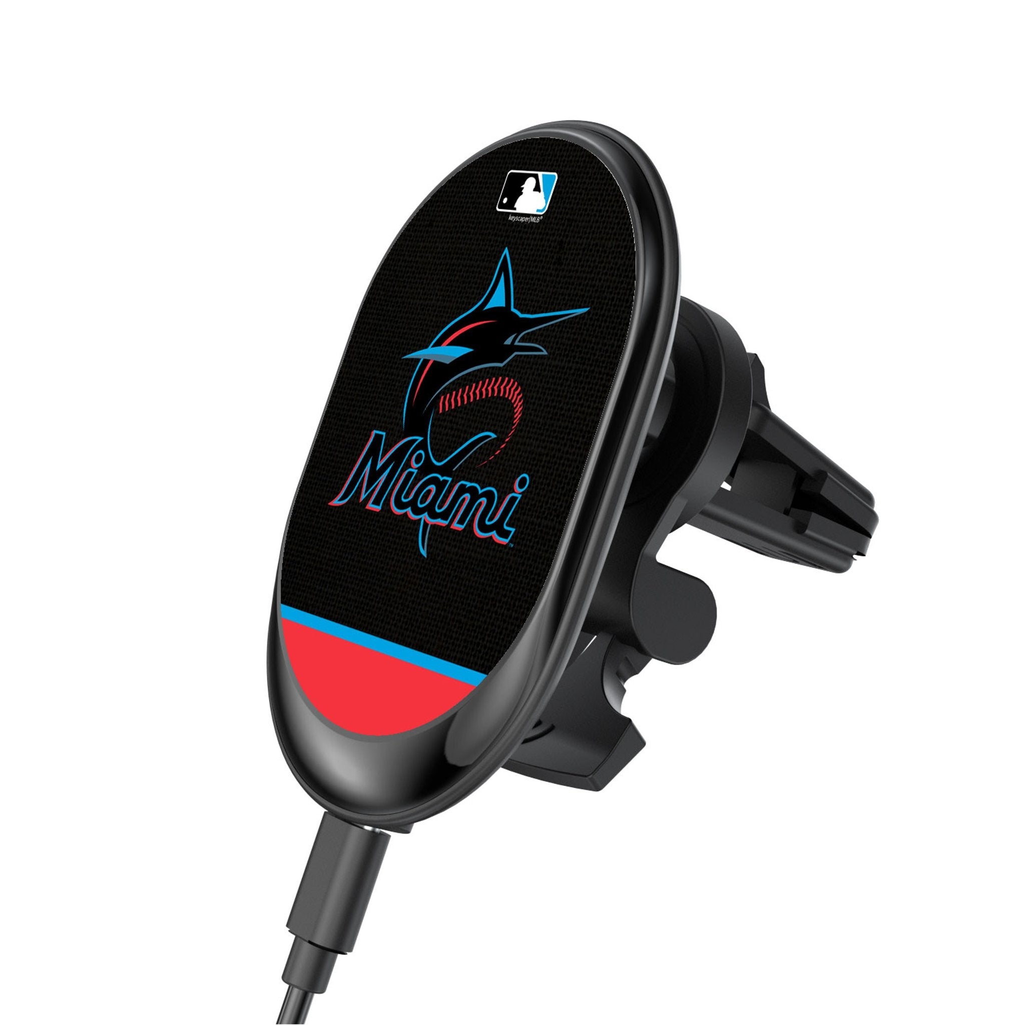Miami Marlins Endzone Solid Wireless Mag Car Charger 1