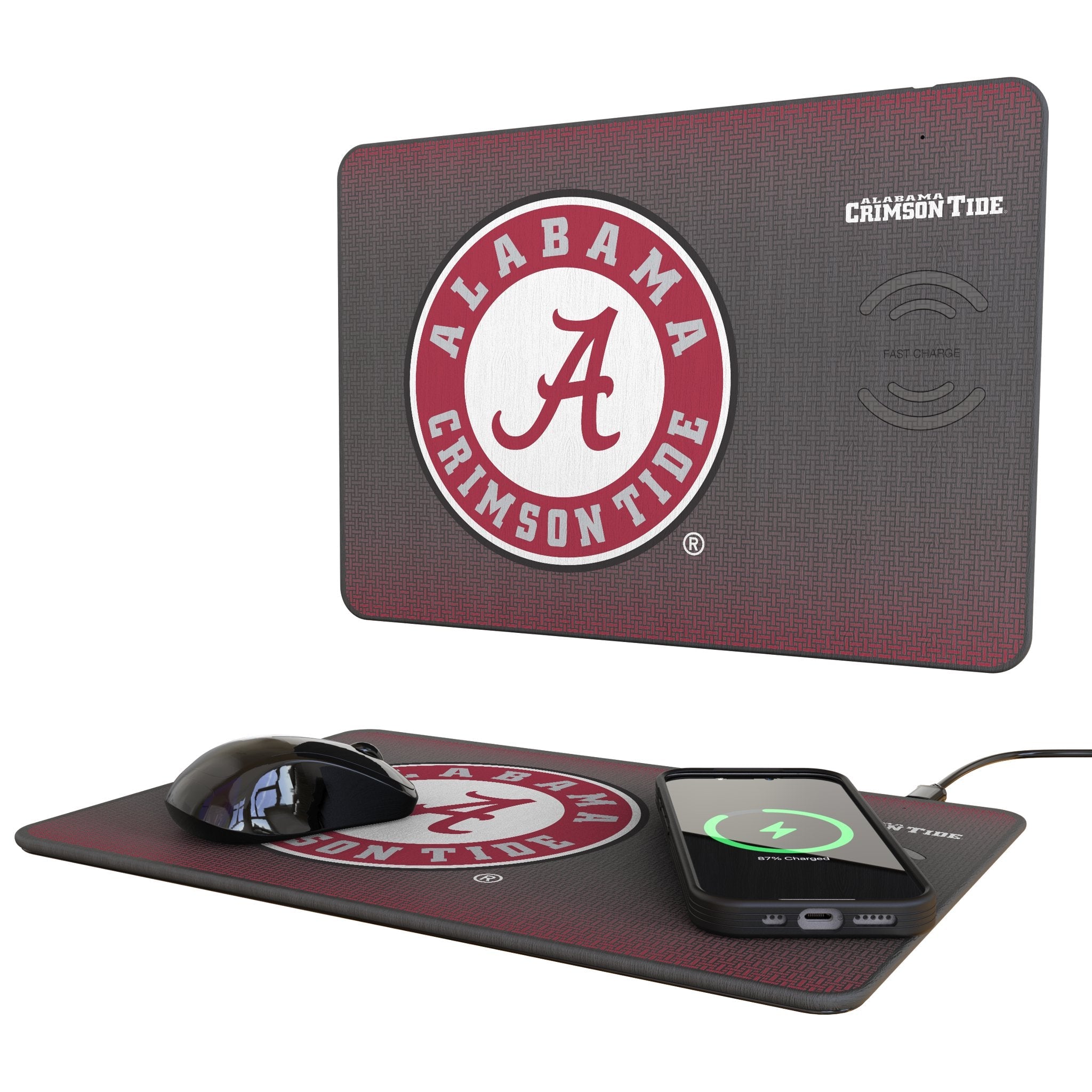 University of Alabama Crimson Tide Linen 15-Watt Wireless Charger and Mouse Pad 1