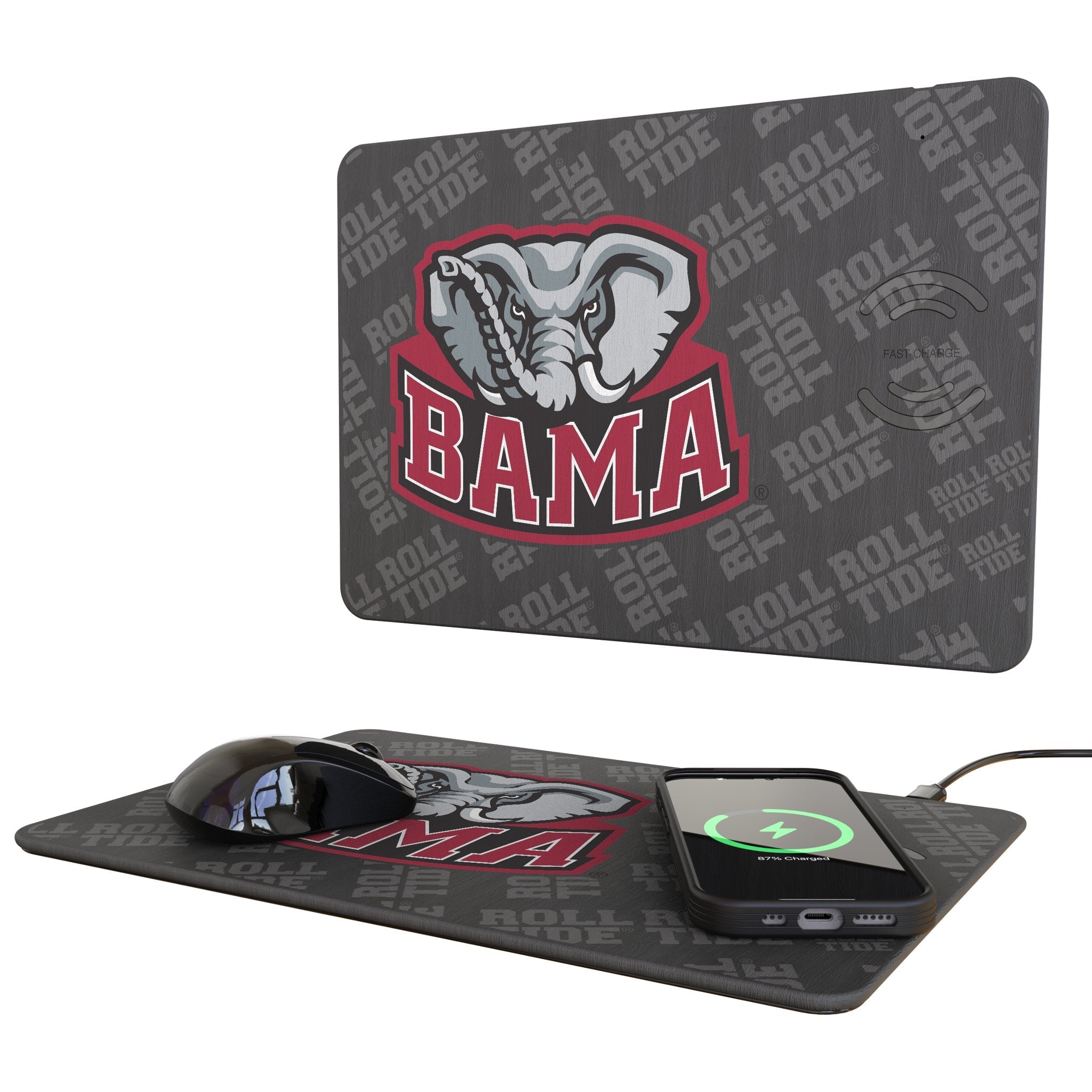 University of Alabama Crimson Tide Script A Quadtile 15-Watt Wireless Charger and Mouse Pad 1