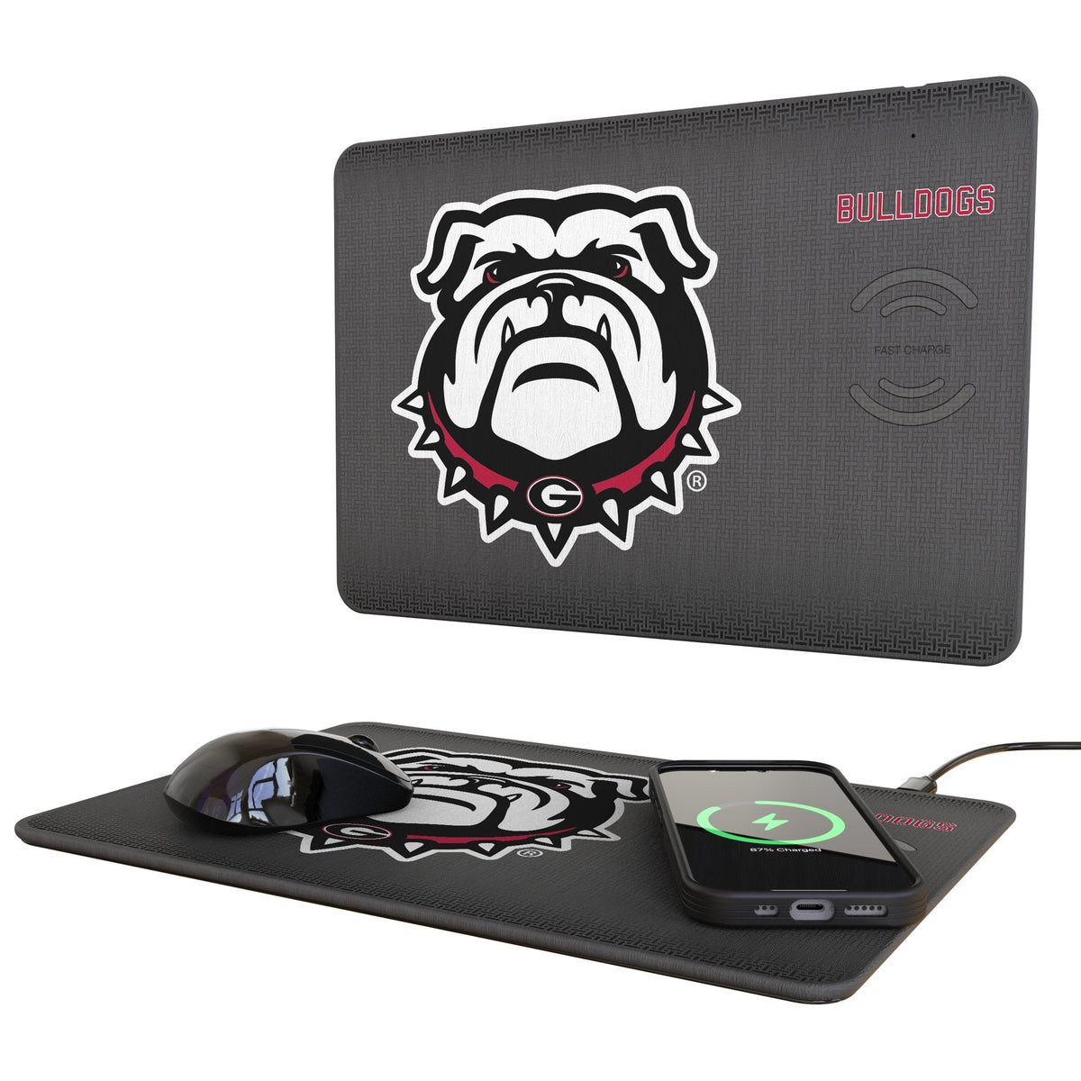 University of Georgia Bulldogs Uga Linen 15-Watt Wireless Charger and Mouse Pad 1