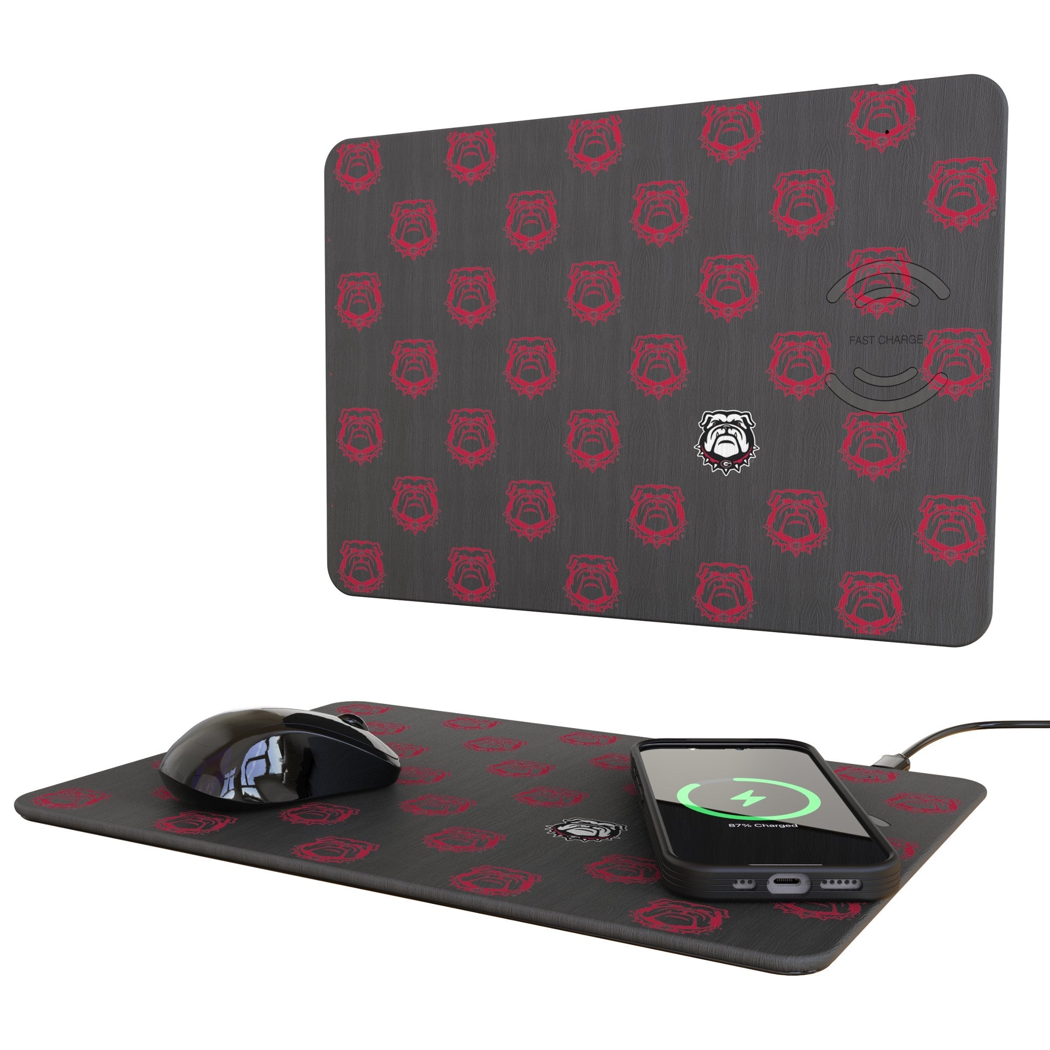 University of Georgia Bulldogs Uga Fashion Pattern 15-Watt Wireless Charger and Mouse Pad 1