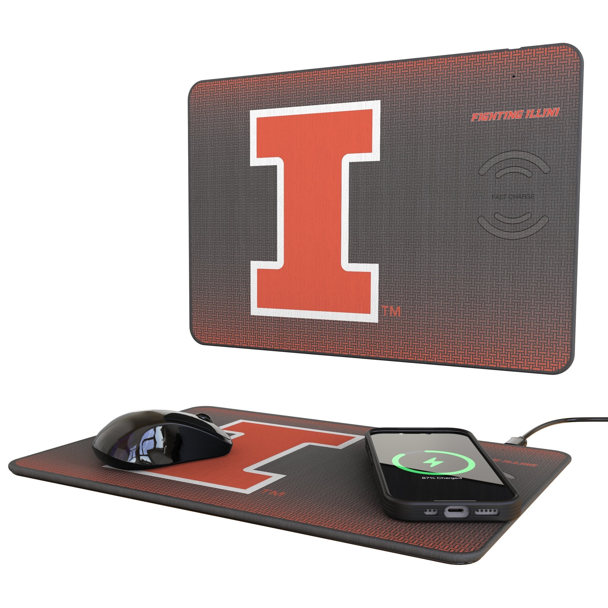 University of Illinois Fighting Illini Linen 15-Watt Wireless Charger and Mouse Pad 1