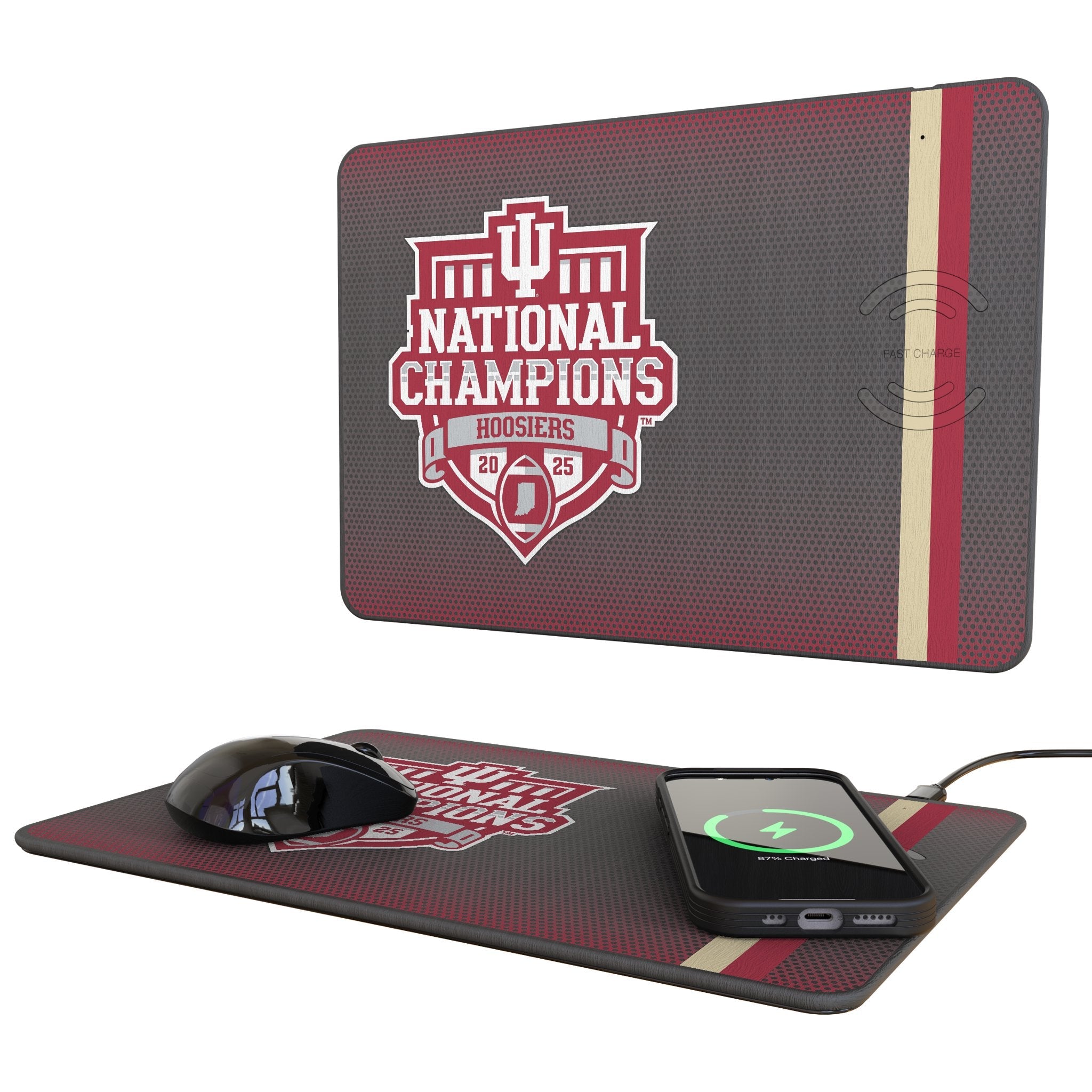 Indiana University Hoosiers 2025 College Football Playoff National Champion 15-Watt Wireless Charger and Mouse Pad 1