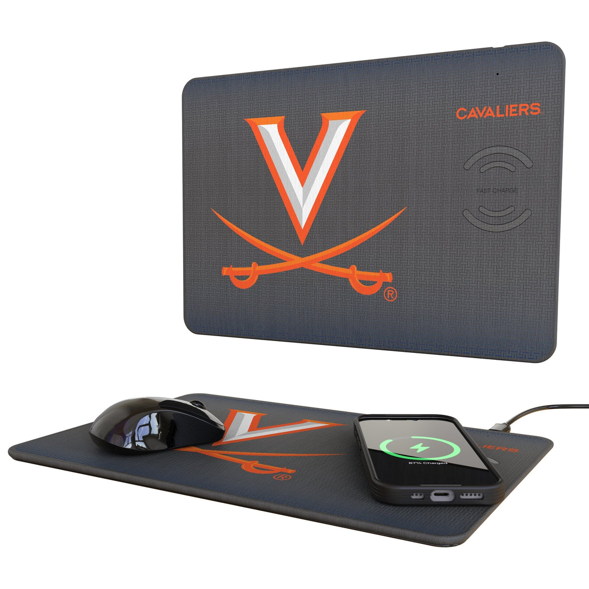 University of Virginia Cavaliers Linen 15-Watt Wireless Charger and Mouse Pad 1