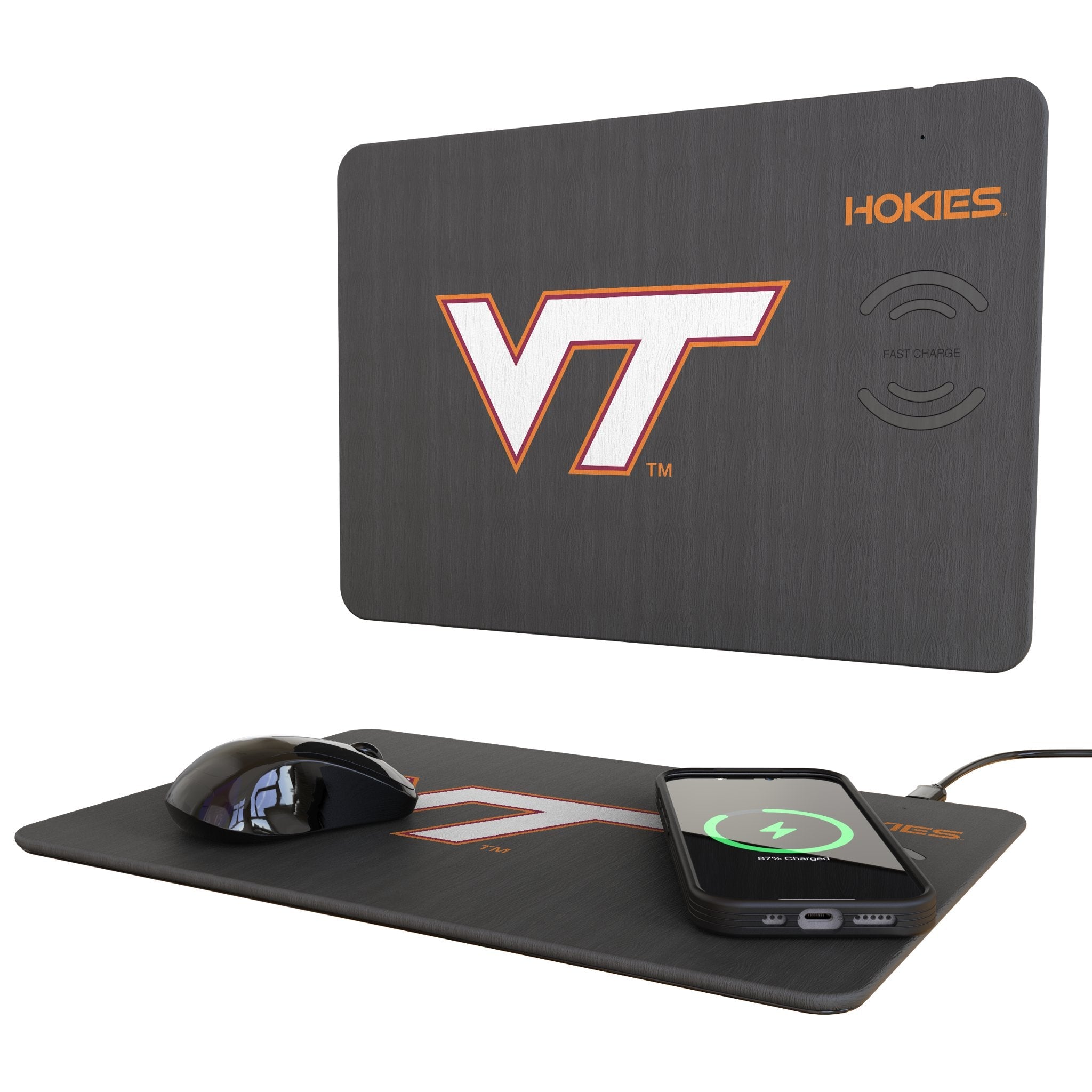 Virginia Tech Hokies Monocolor Tilt 15-Watt Wireless Charger and Mouse Pad 1