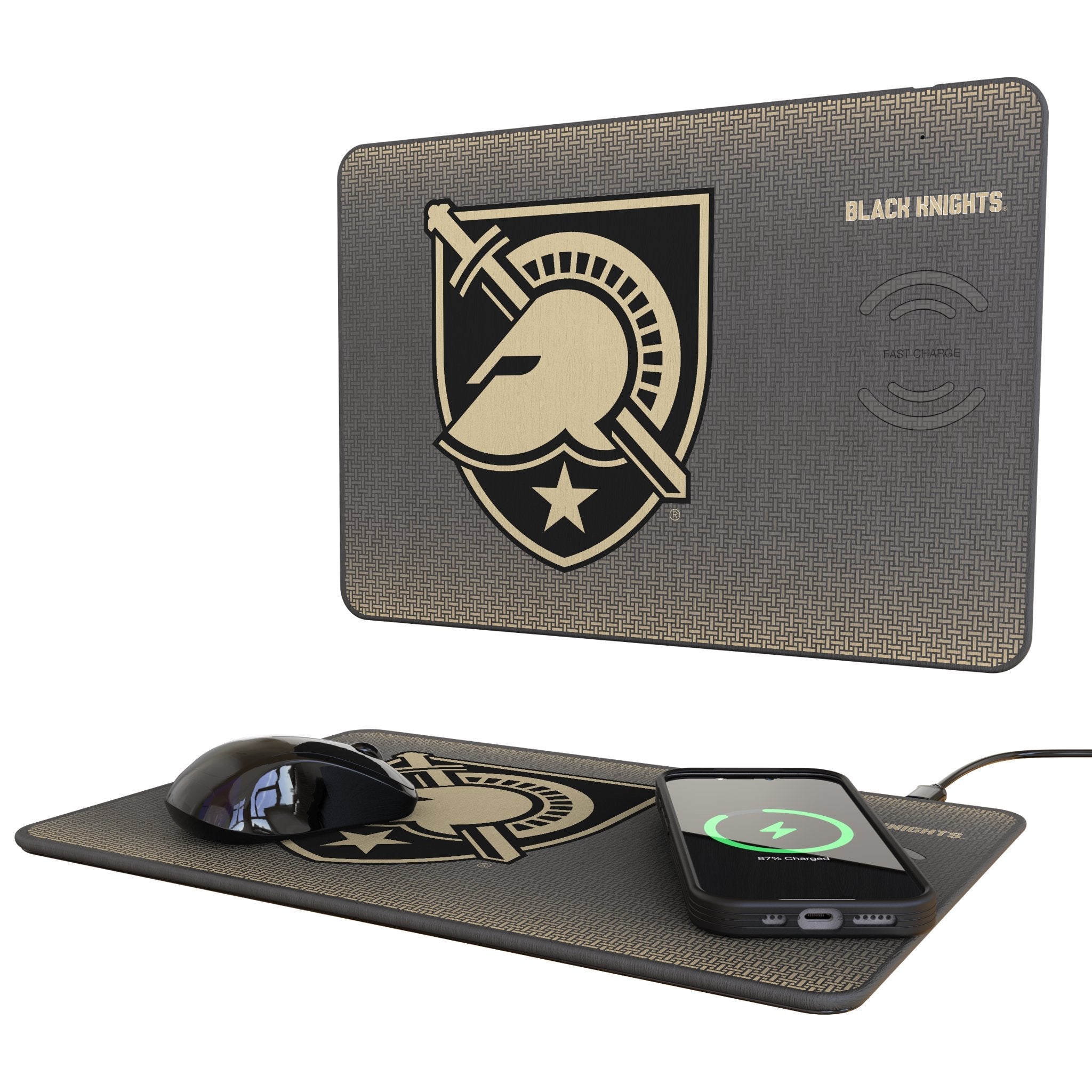 United States Military Academy Black Knights Linen 15-Watt Wireless Charger and Mouse Pad 1