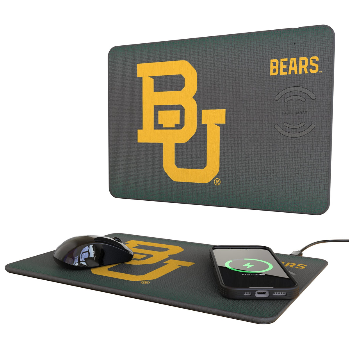 Baylor University Bears Linen 15-Watt Wireless Charger and Mouse Pad