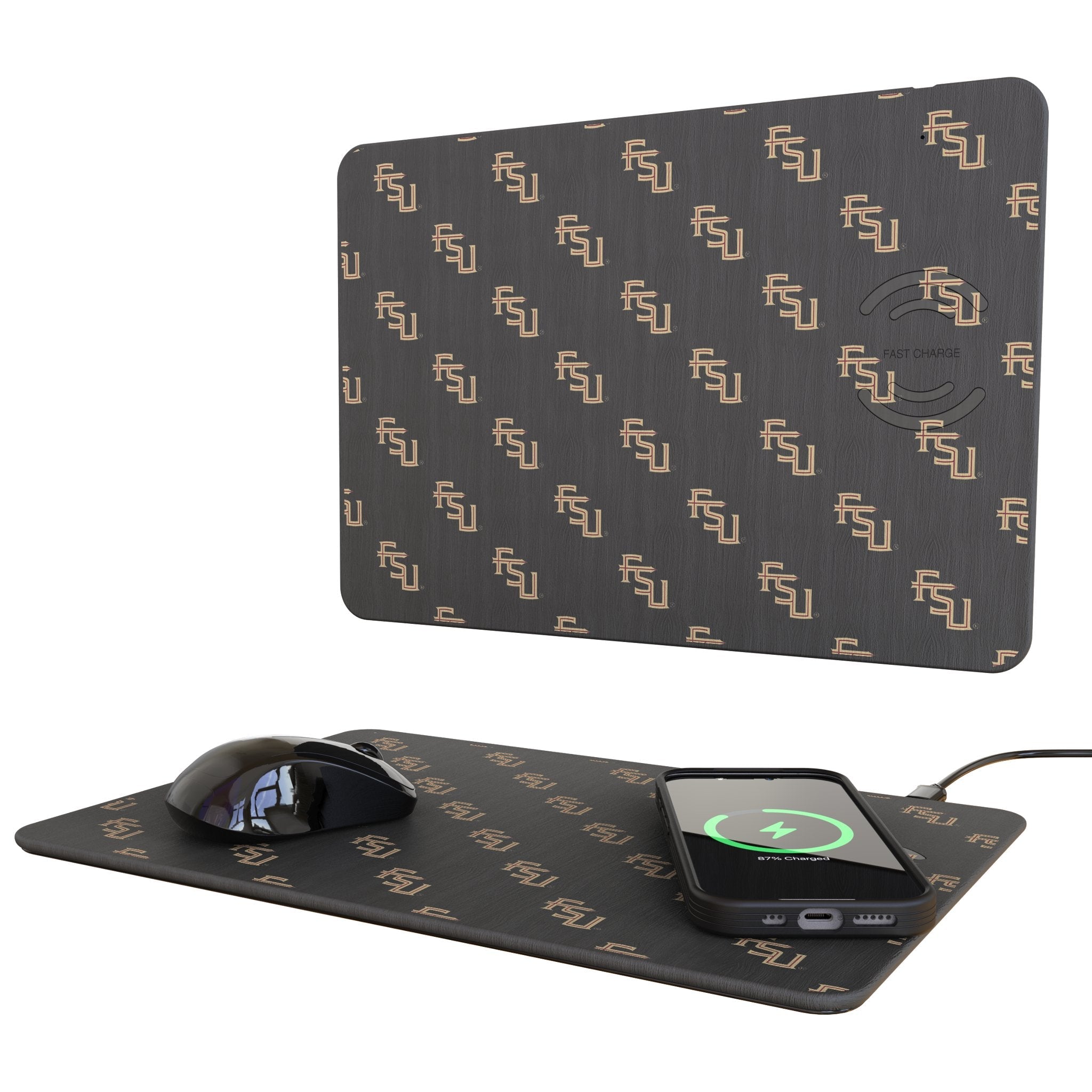 Florida State University Seminoles Fashion Pattern 15-Watt Wireless Charger and Mouse Pad