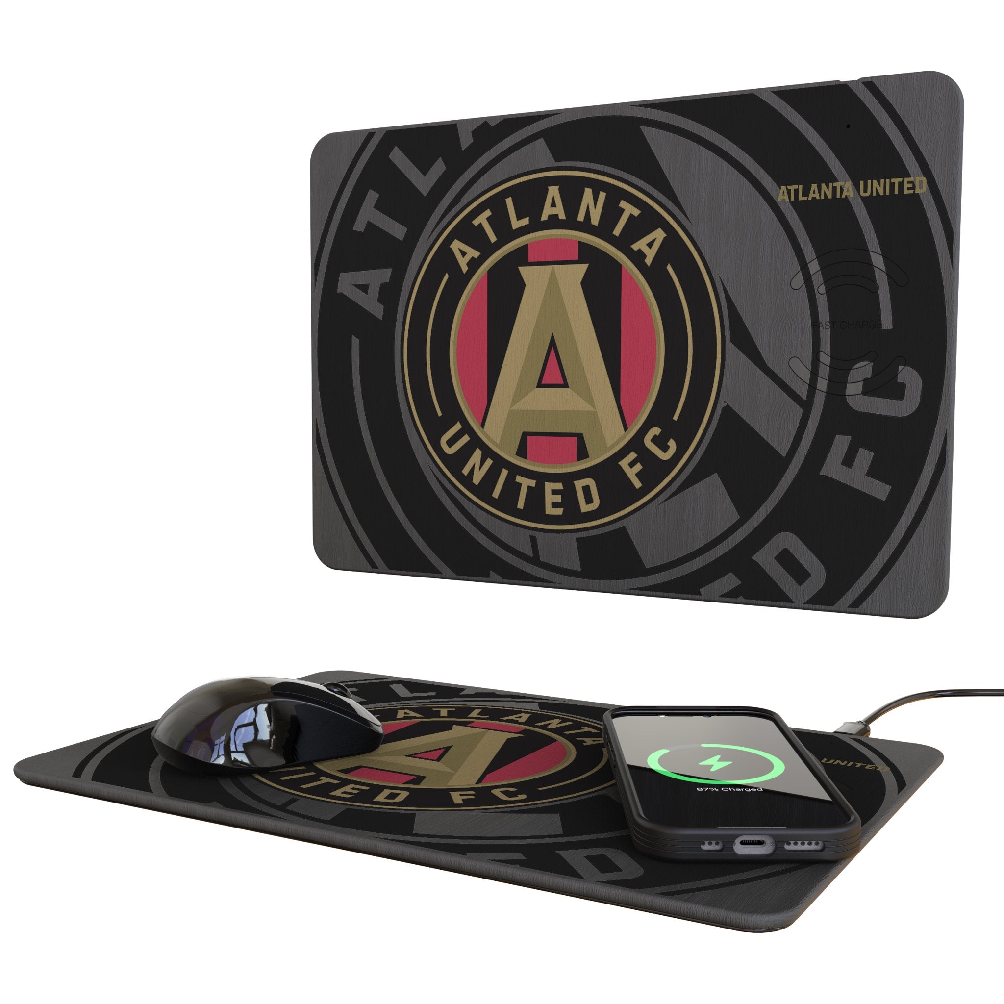 Atlanta United FC Monocolor Tilt 15-Watt Wireless Charger and Mouse Pad