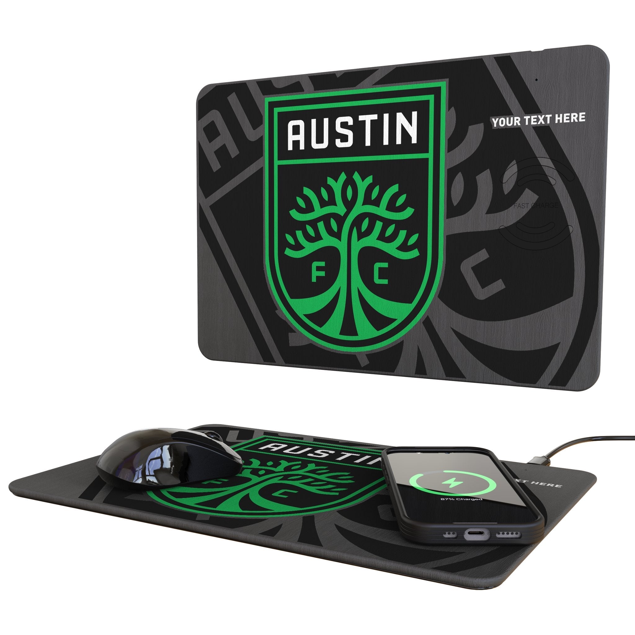 Austin FC Personalized Tilt 15-Watt Wireless Charger and Mouse Pad