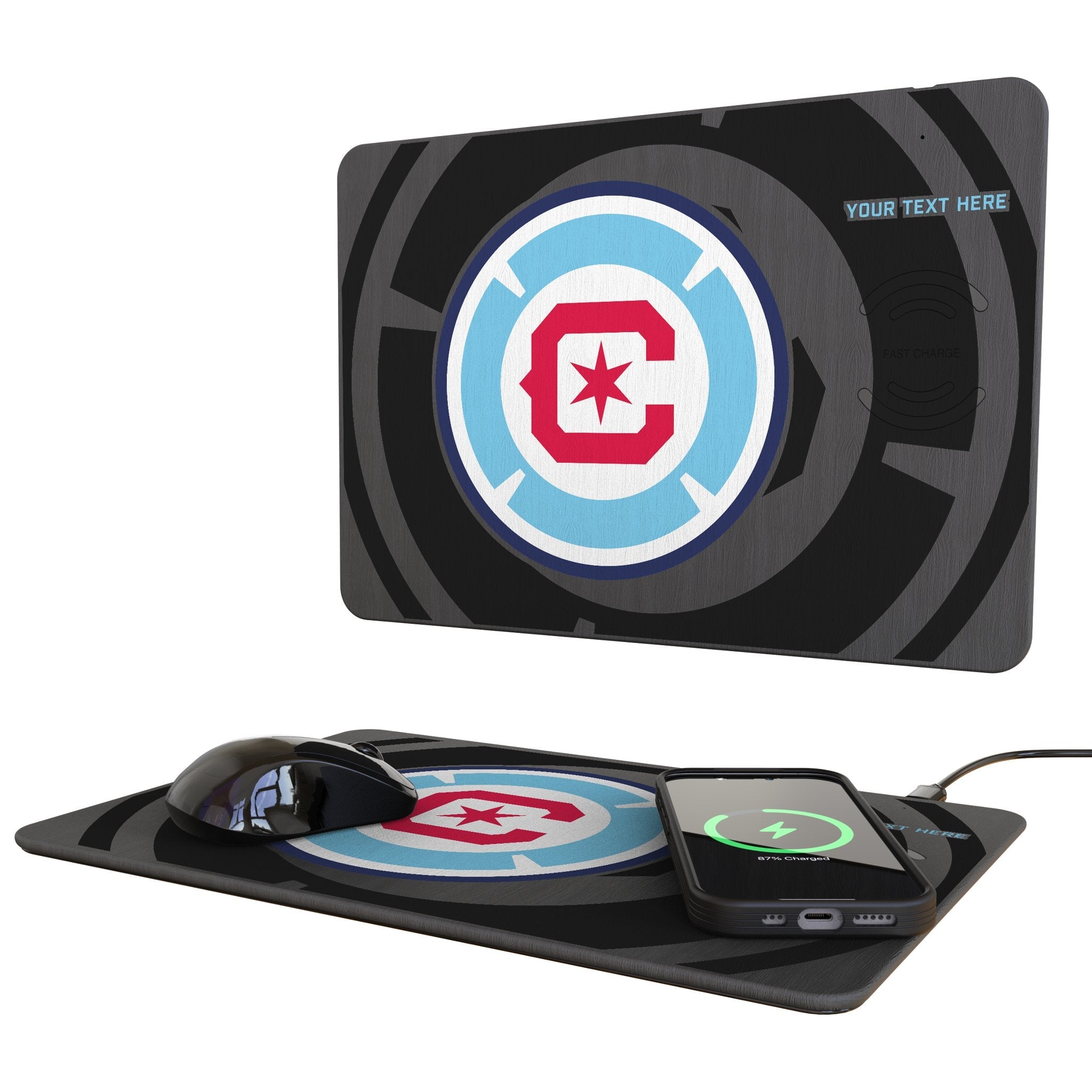 Chicago Fire Personalized Tilt 15-Watt Wireless Charger and Mouse Pad