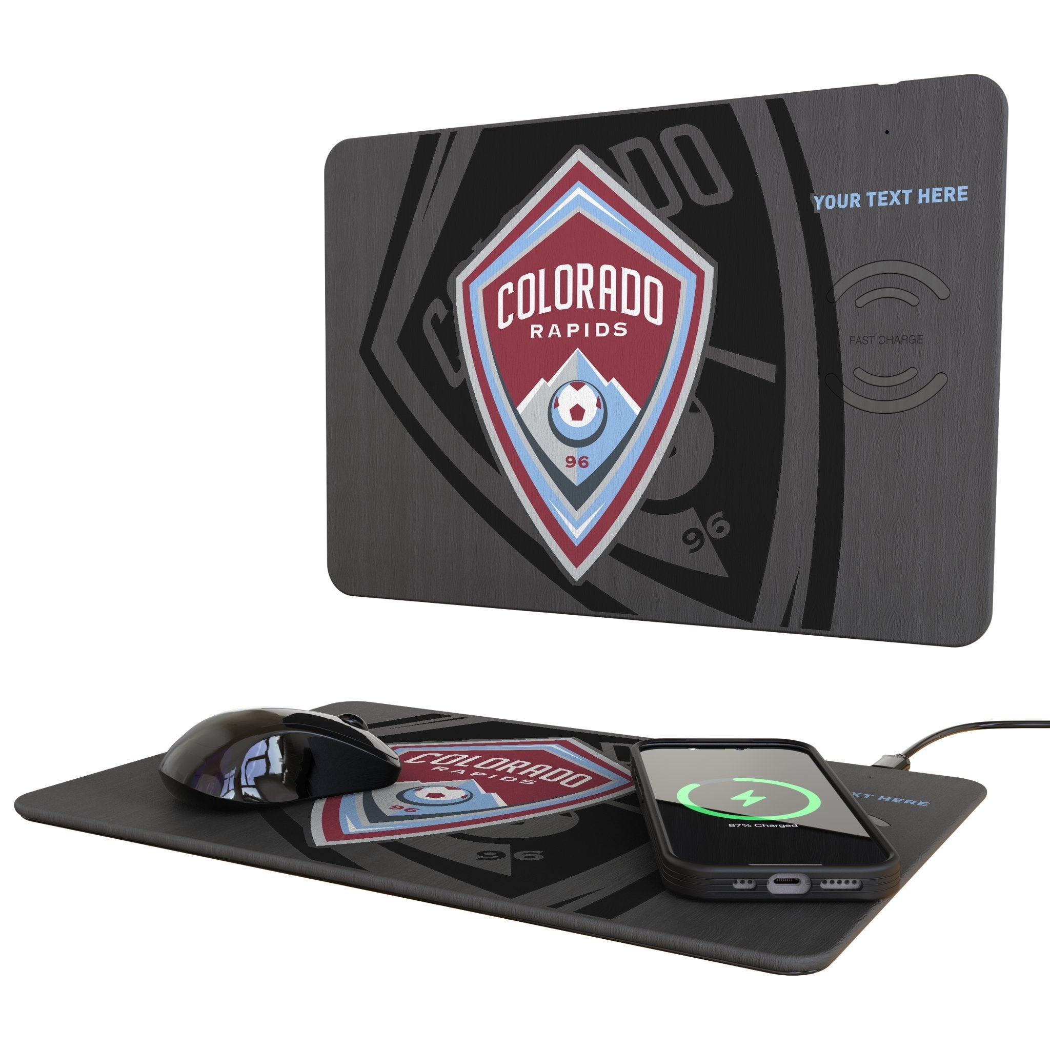 Colorado Rapids Personalized Tilt 15-Watt Wireless Charger and Mouse Pad
