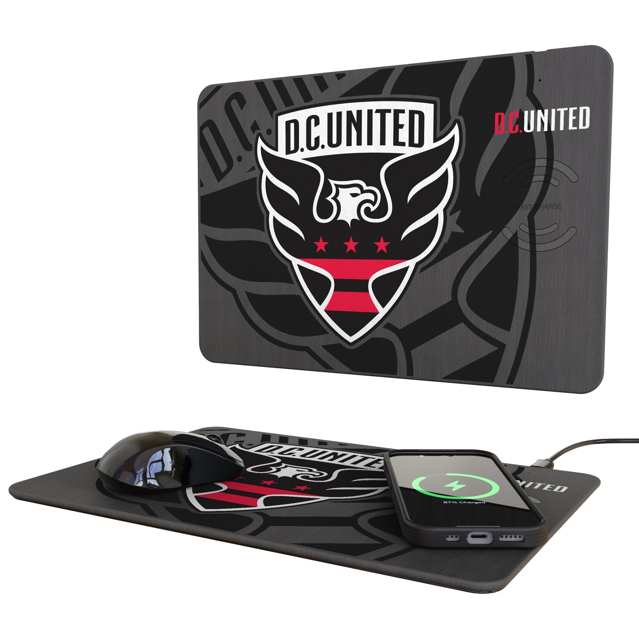 DC United Monocolor Tilt 15-Watt Wireless Charger and Mouse Pad