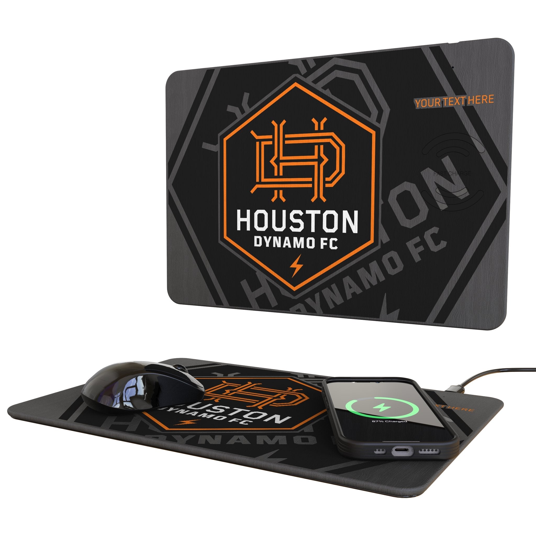 Houston Dynamo Personalized Tilt 15-Watt Wireless Charger and Mouse Pad 1