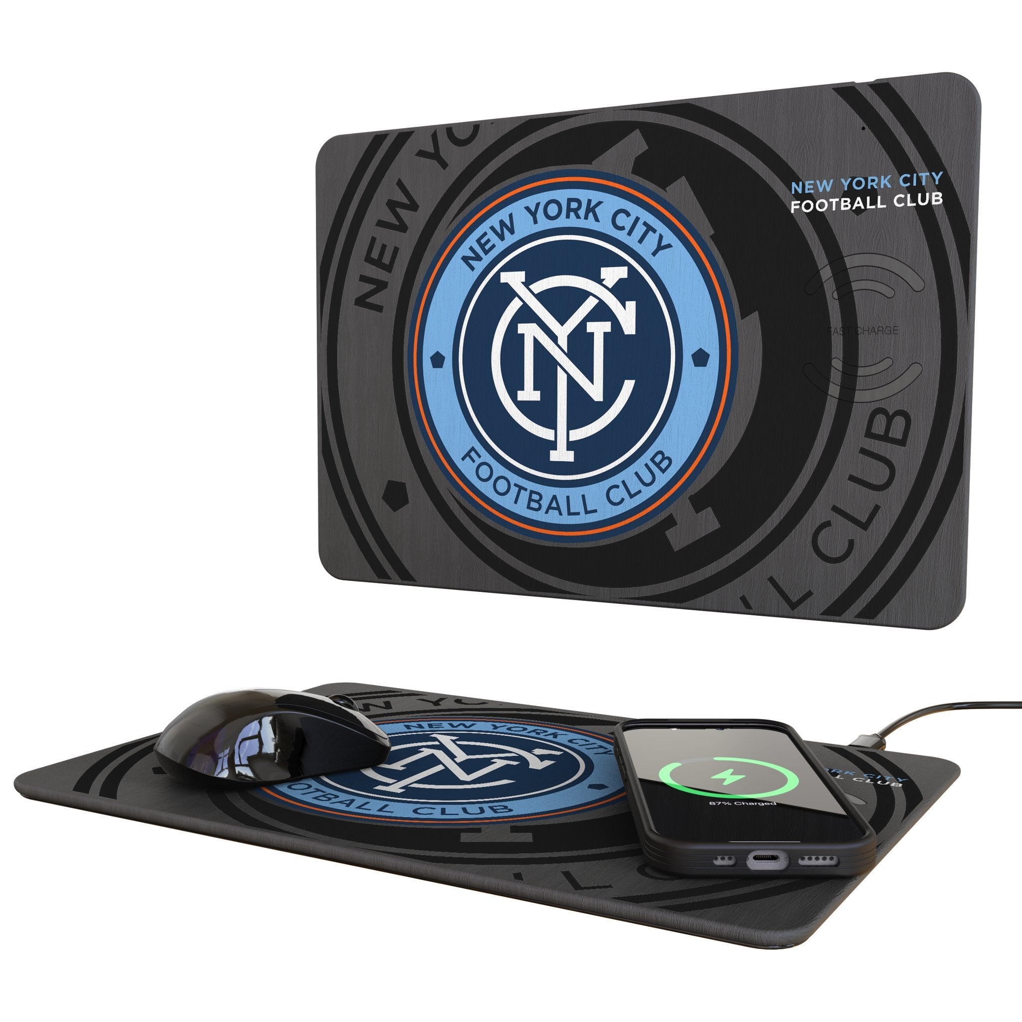 New York City FC Monocolor Tilt 15-Watt Wireless Charger and Mouse Pad 1