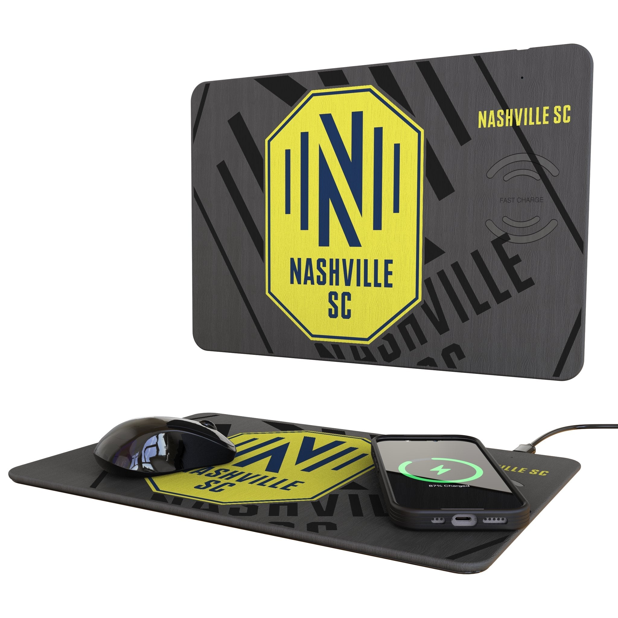 Nashville SC Monocolor Tilt 15-Watt Wireless Charger and Mouse Pad 1