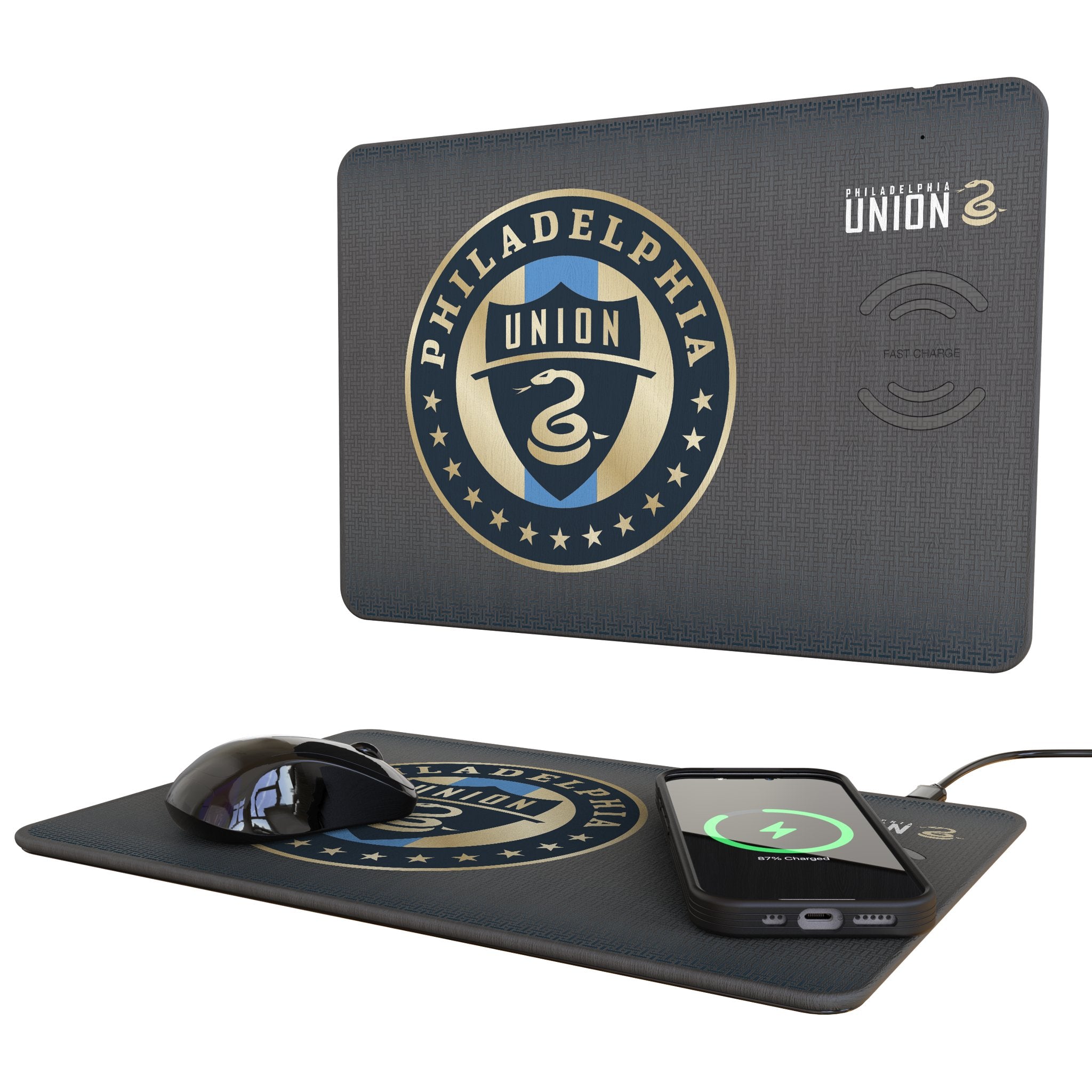 Philadelphia Union Linen 15-Watt Wireless Charger and Mouse Pad 1