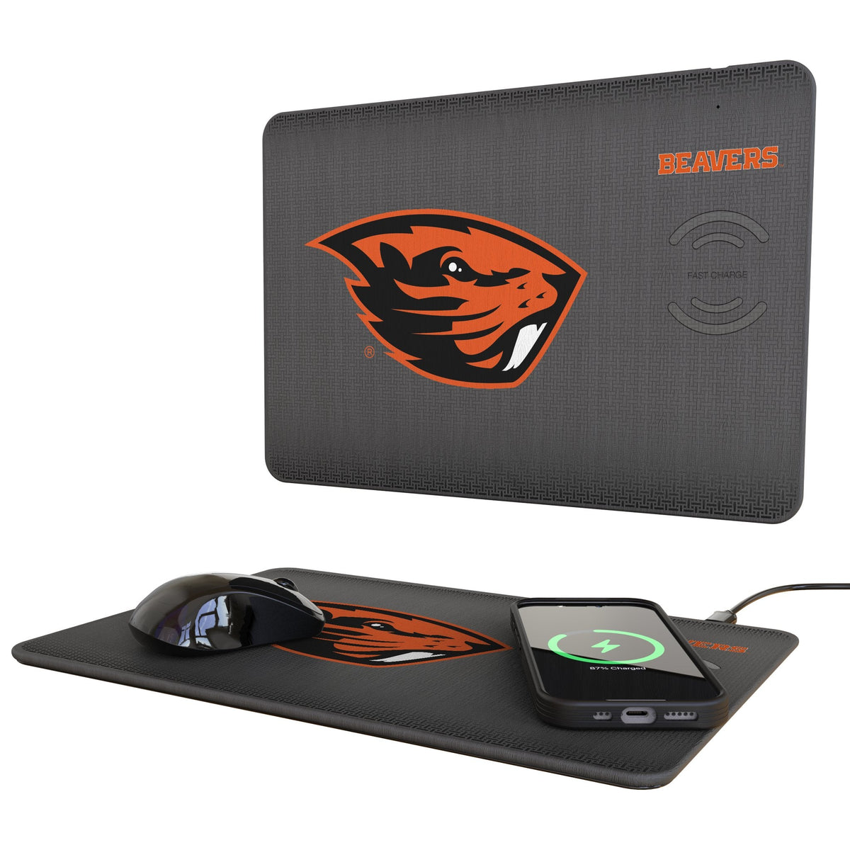 Oregon State University Beavers Linen 15-Watt Wireless Charger and Mouse Pad