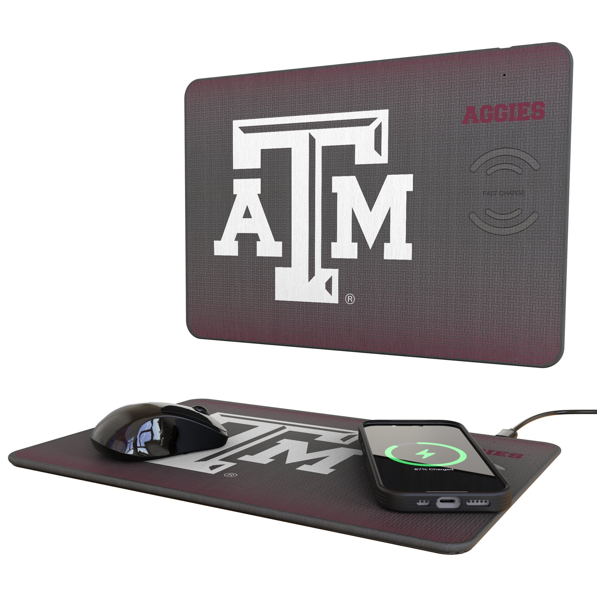 Texas A&M University Aggies Linen 15-Watt Wireless Charger and Mouse Pad