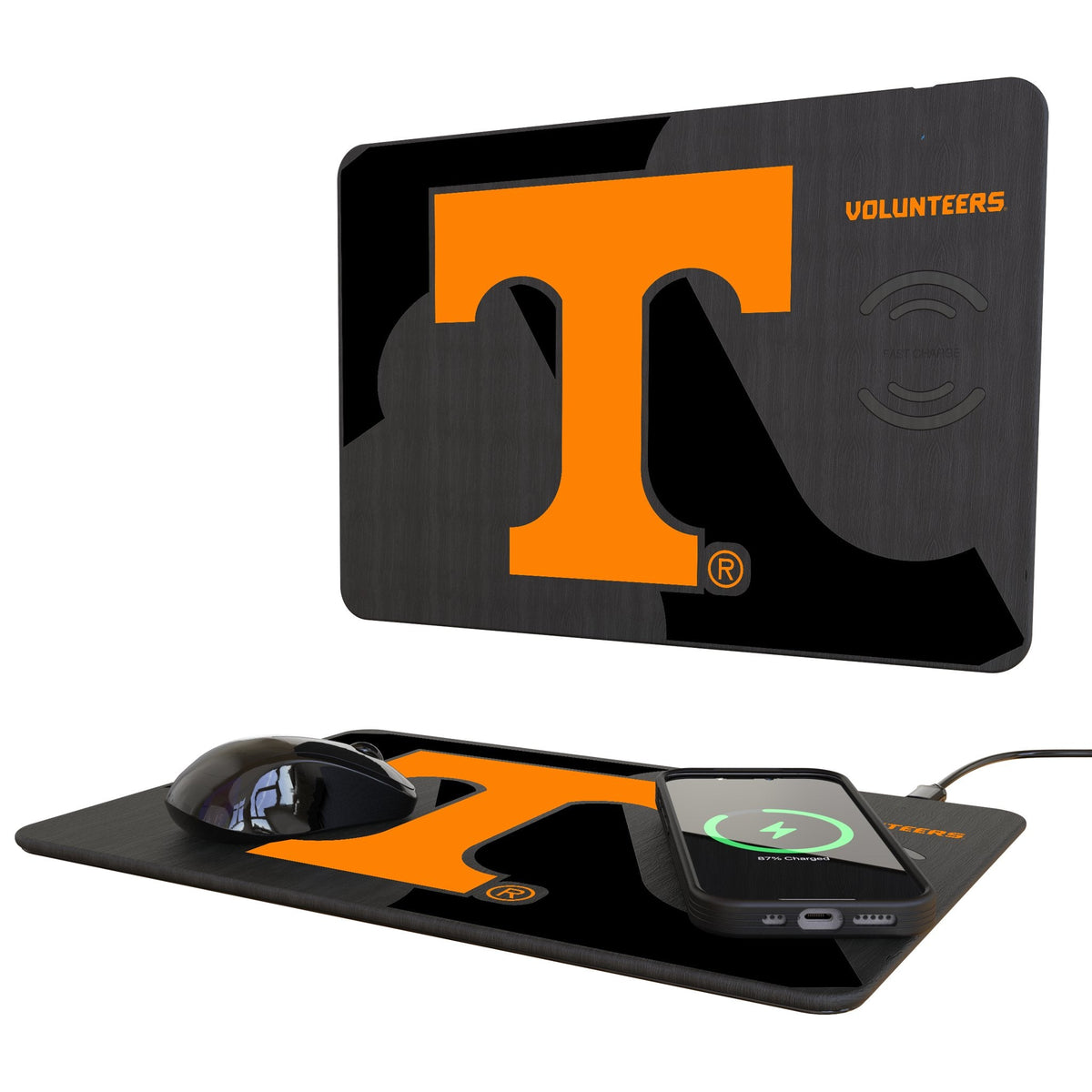 University of Tennessee Volunteers Monocolor Tilt 15-Watt Wireless Charger and Mouse Pad 1