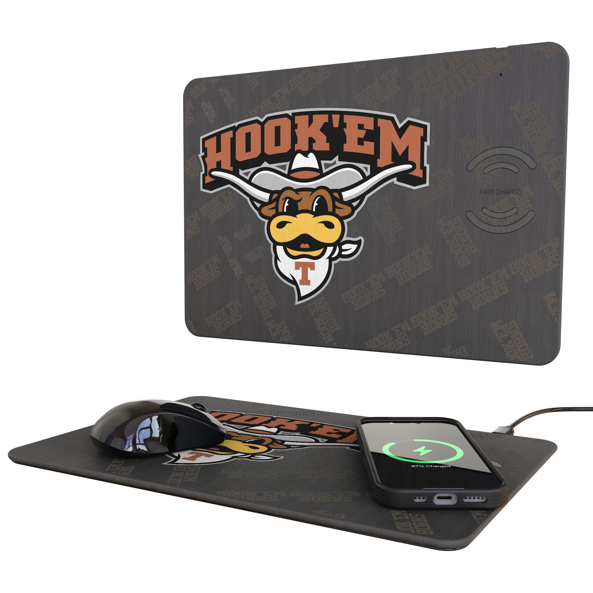 University of Texas Longhorns Quadtile 15-Watt Wireless Charger and Mouse Pad 1