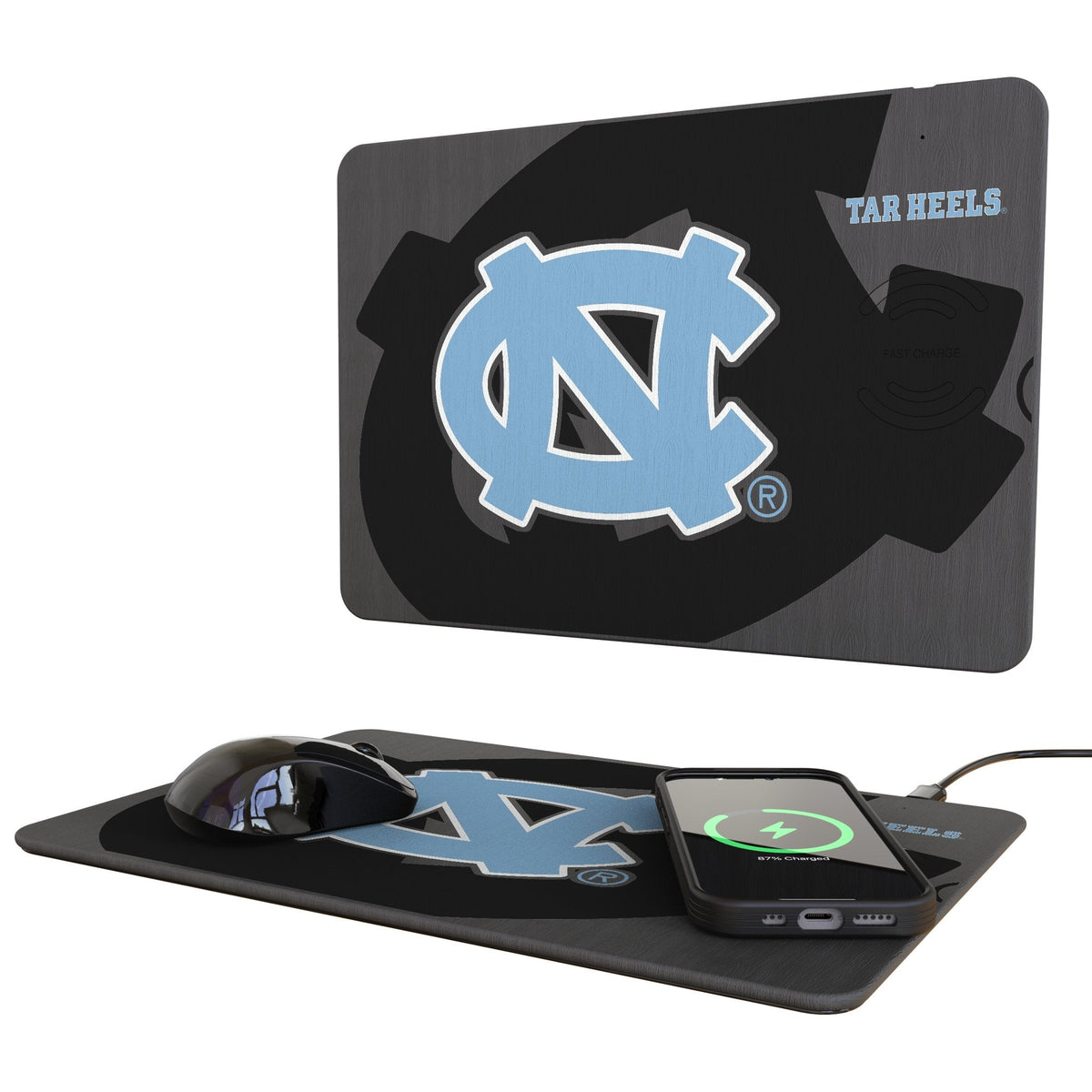 University of North Carolina Tar Heels Monocolor Tilt 15-Watt Wireless Charger and Mouse Pad 1